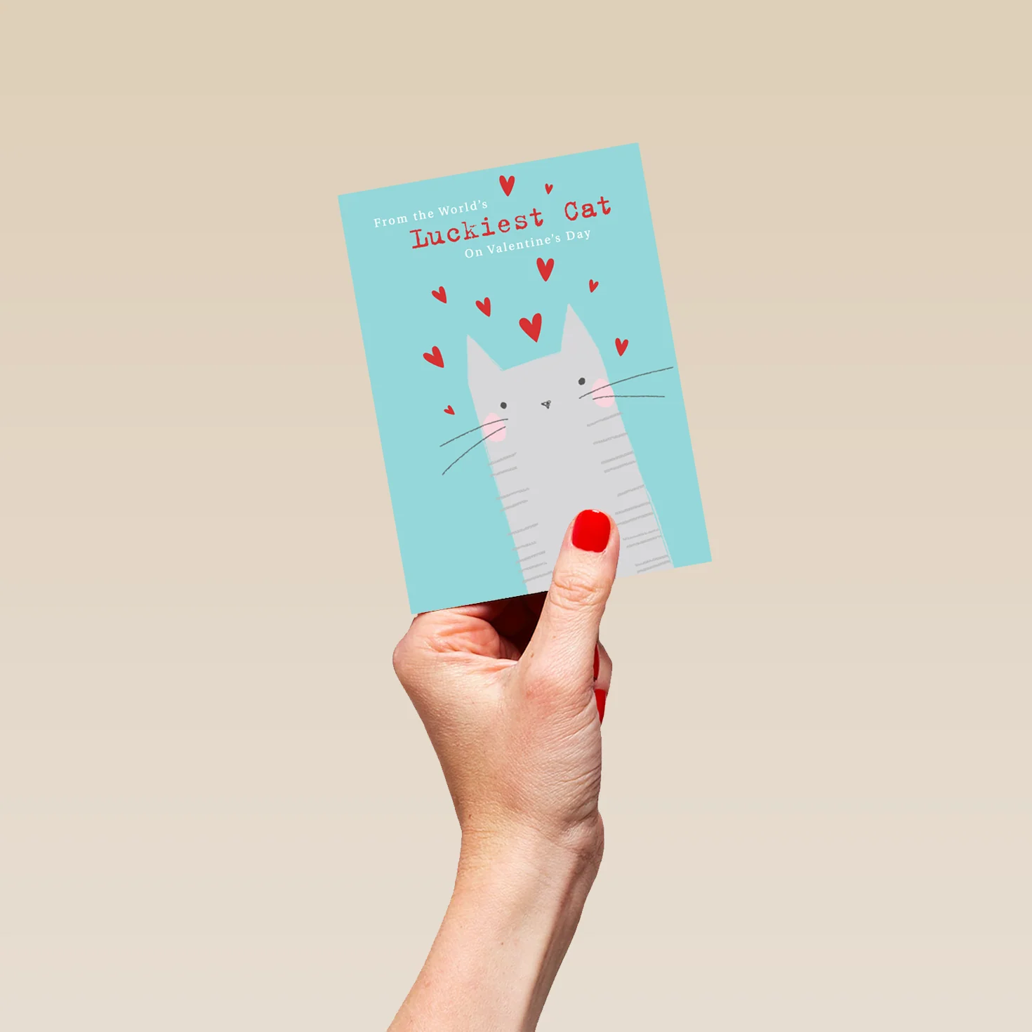 Personalised Love Hearts With Cat Valentine's Day Card - Image 4