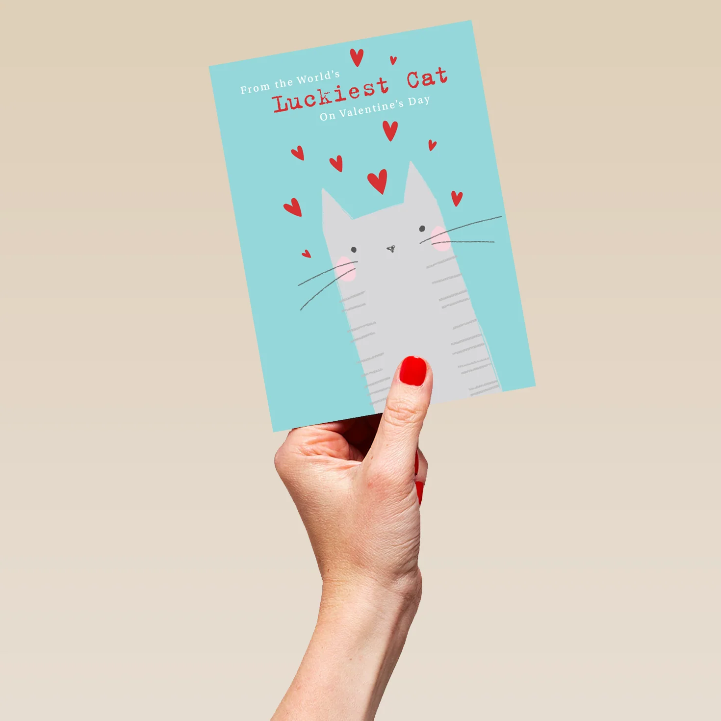 Personalised Love Hearts With Cat Valentine's Day Card - Image 5