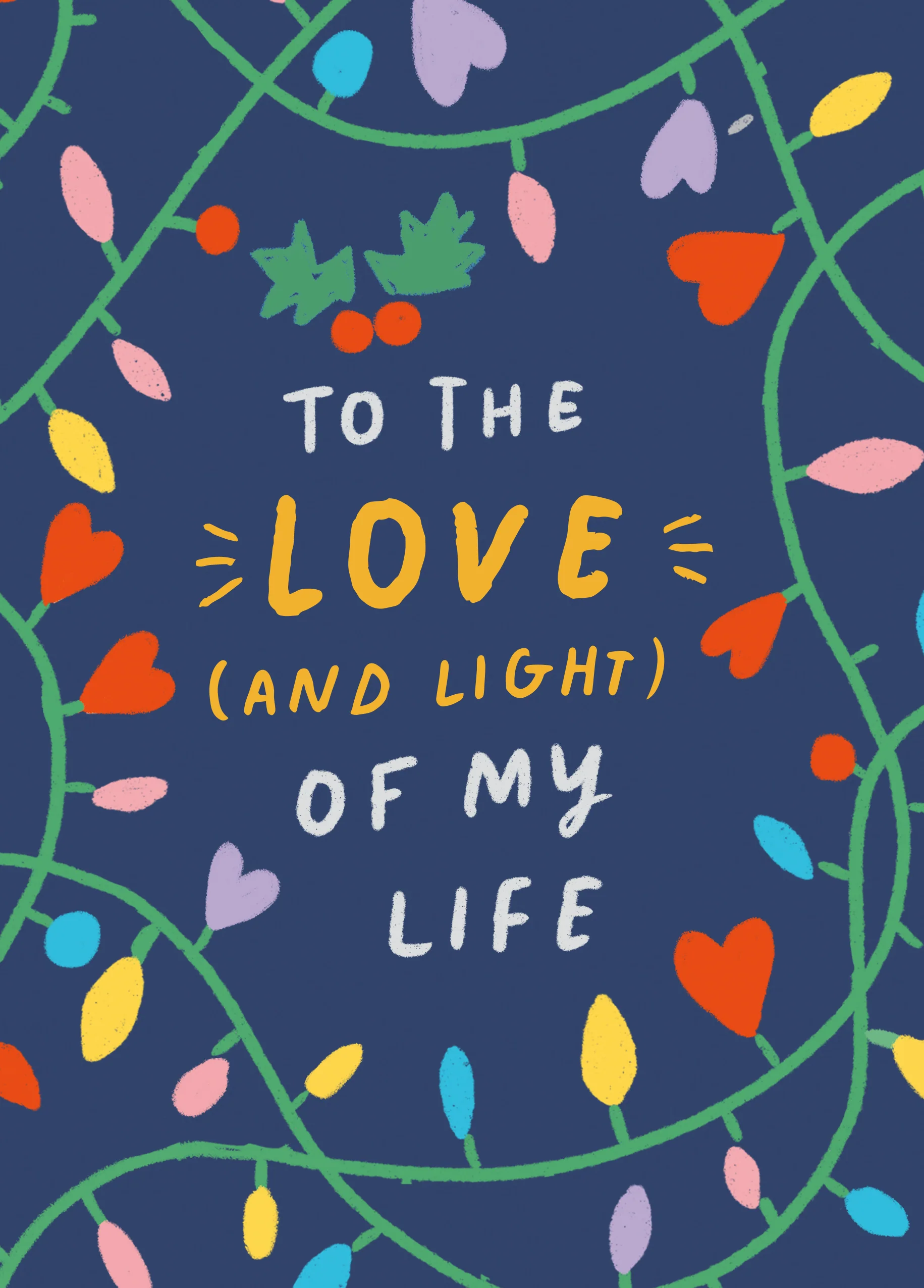 Personalised Love Of My Life Fairy Lights Modern Christmas Card