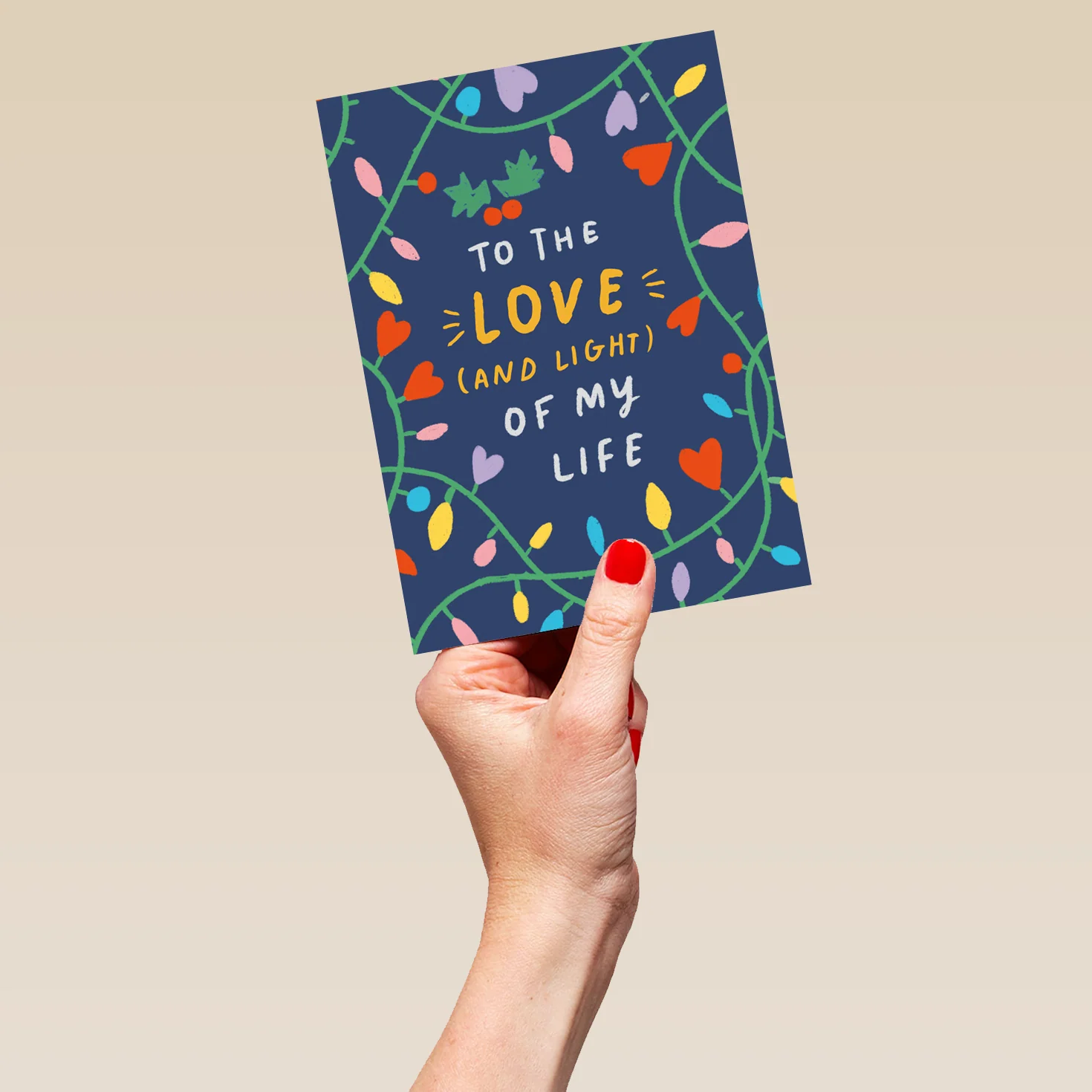 Personalised Love Of My Life Fairy Lights Modern Christmas Card - Image 5