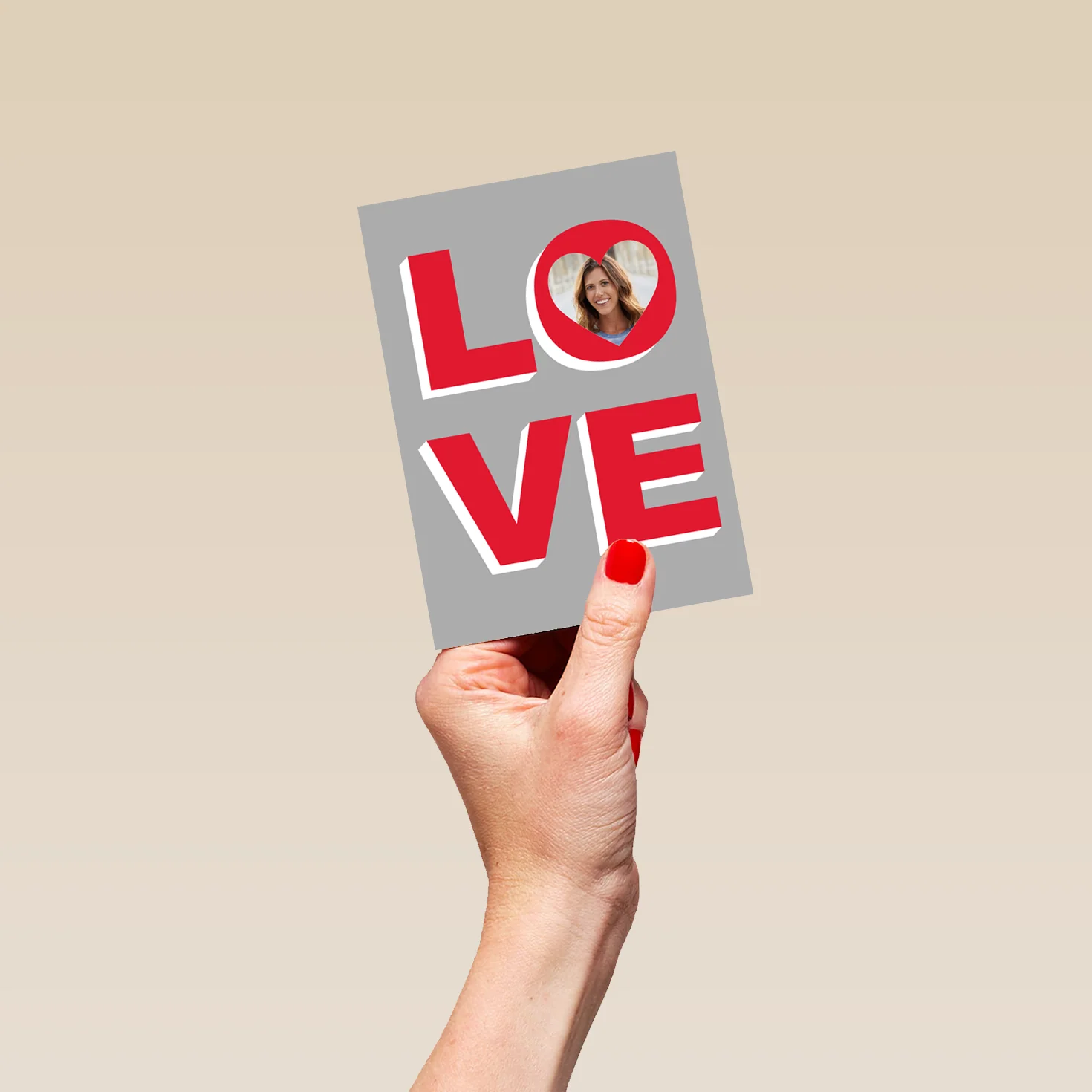 Personalised Love With Red Text Photo Upload Valentine's Day Card - Image 4