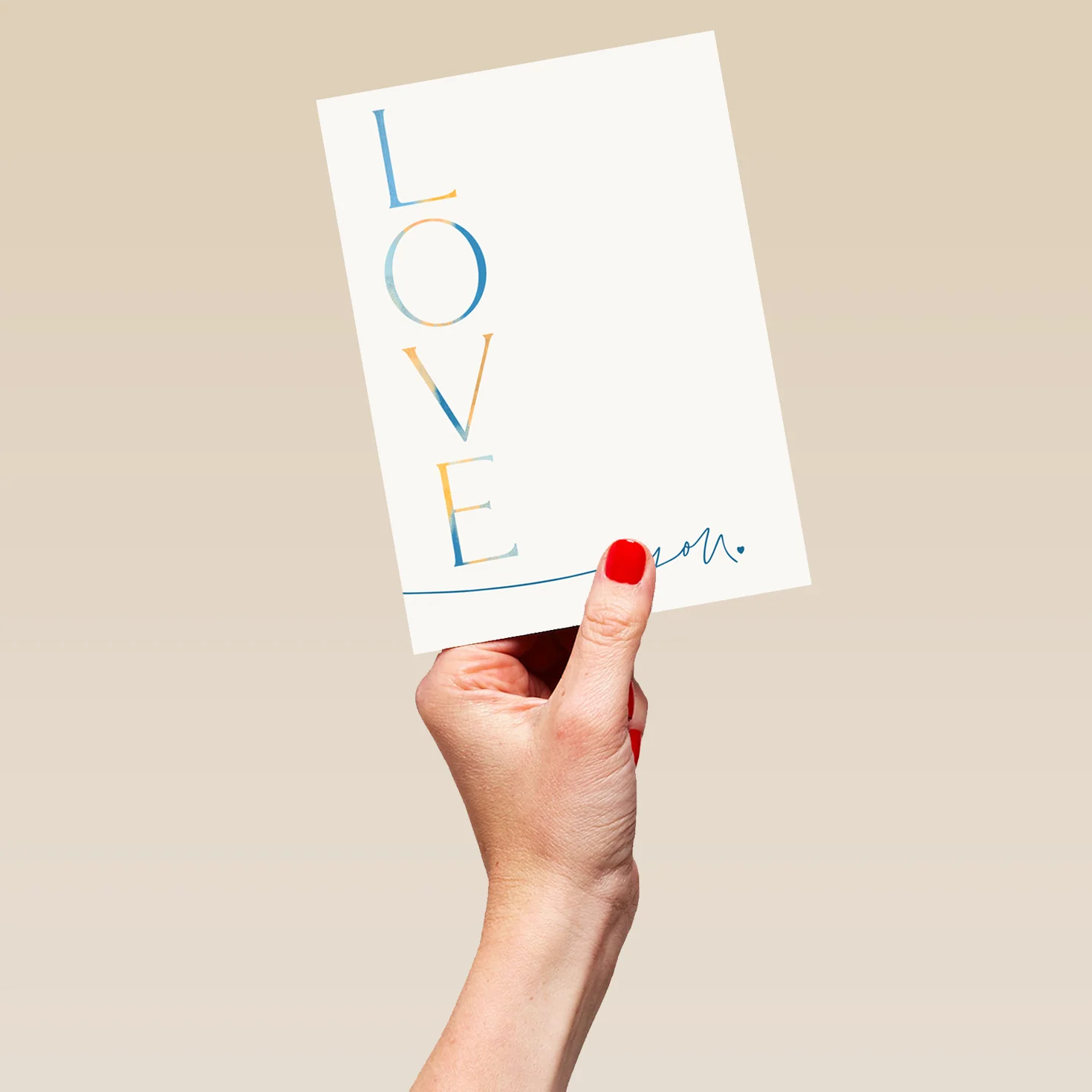 Personalised 'Love You' Any Occasion Card - Rainbow & Handwritten Text Design - Image 5