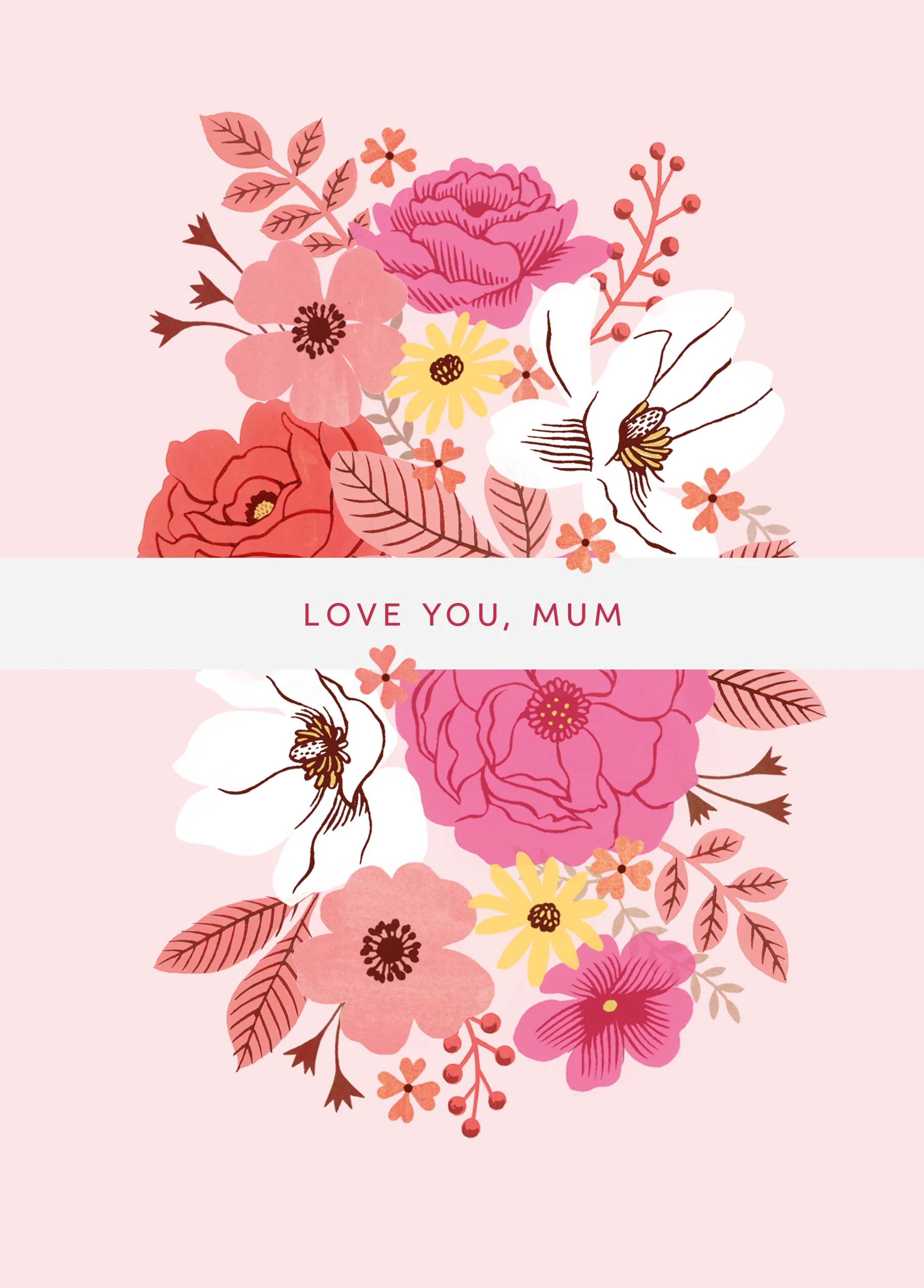 Personalised 'Love You' Birthday Card for Mum - Pink Floral Design