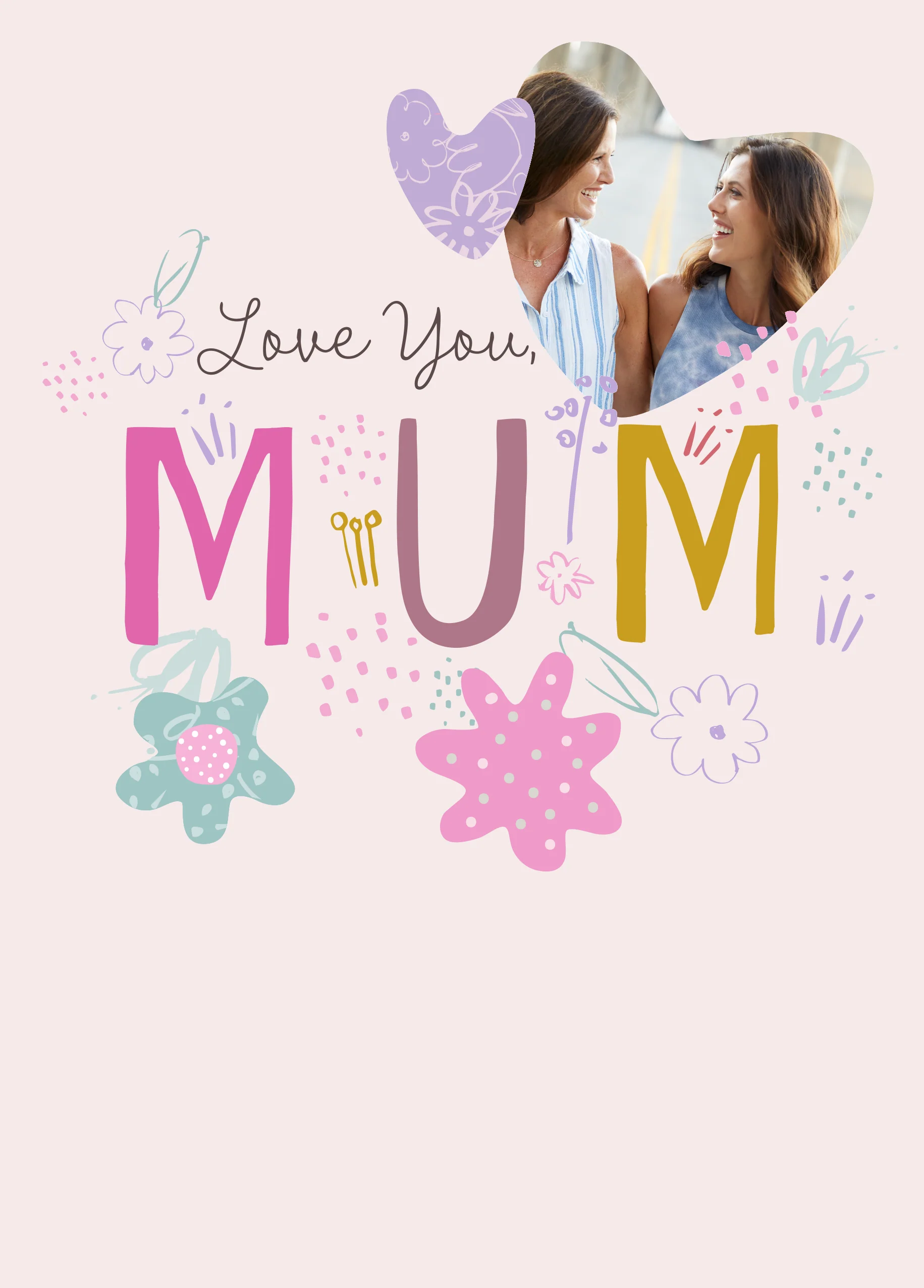 Personalised Love You Mum Flowers Mother's Day Photo Upload Card