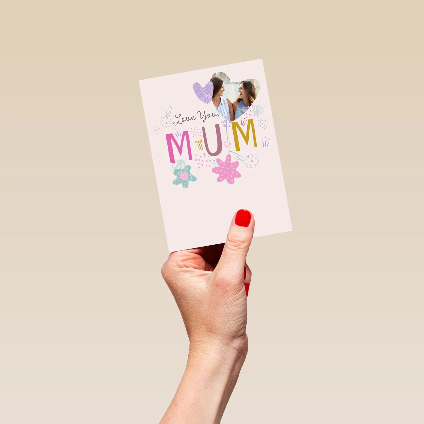 Personalised Love You Mum Flowers Mother's Day Photo Upload Card - Image 4