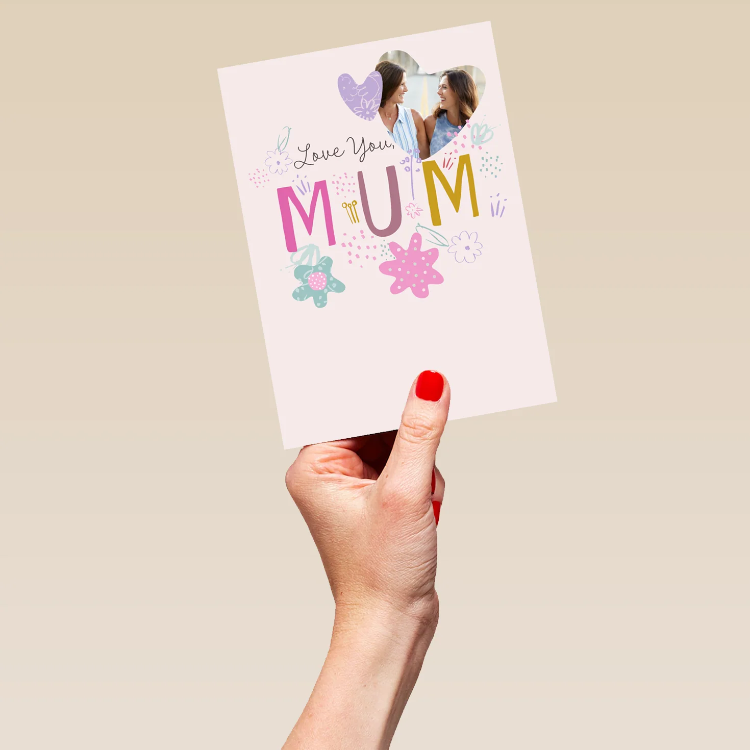 Personalised Love You Mum Flowers Mother's Day Photo Upload Card - Image 5