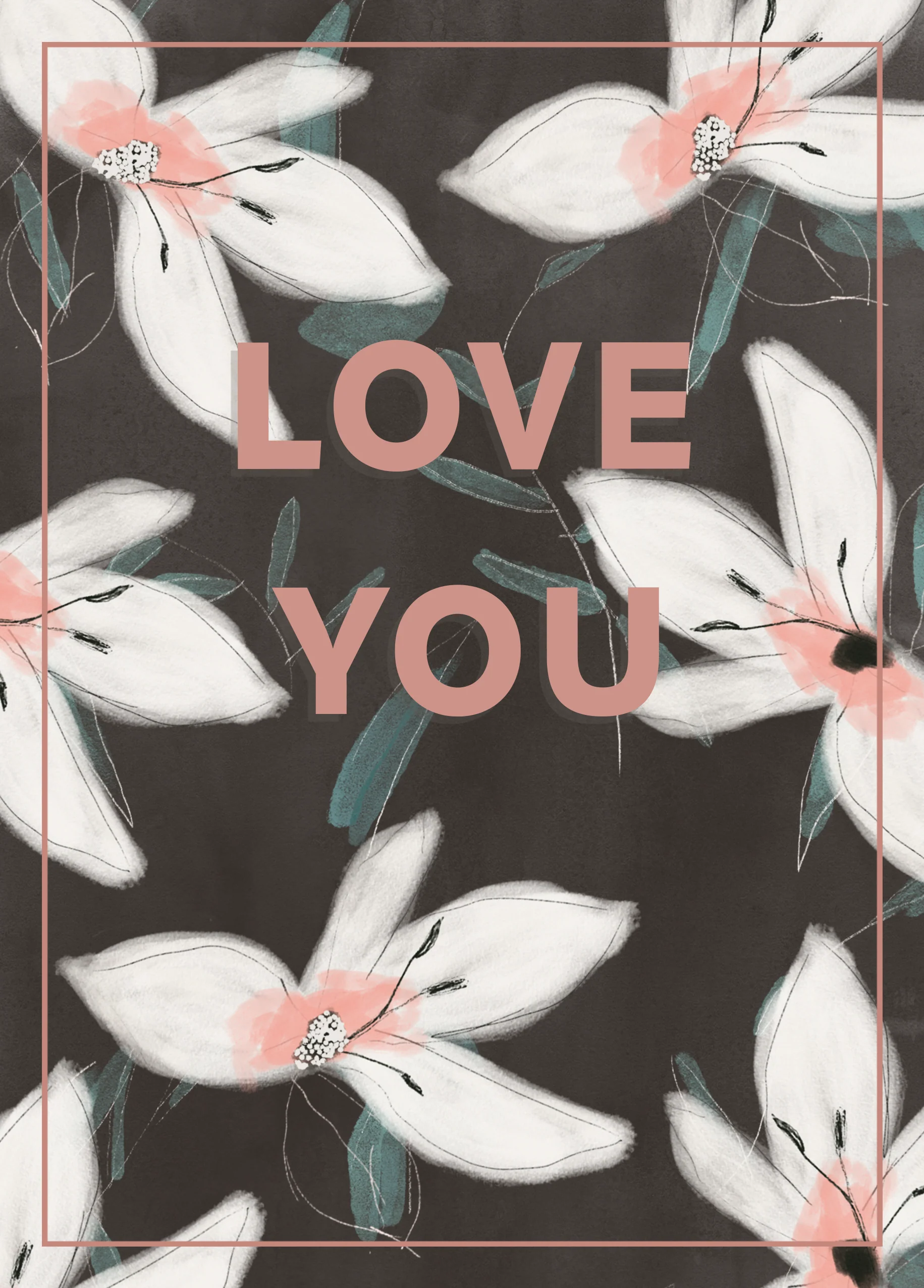 Personalised 'Love You' Stylised White Floral Design Mother's Day Card