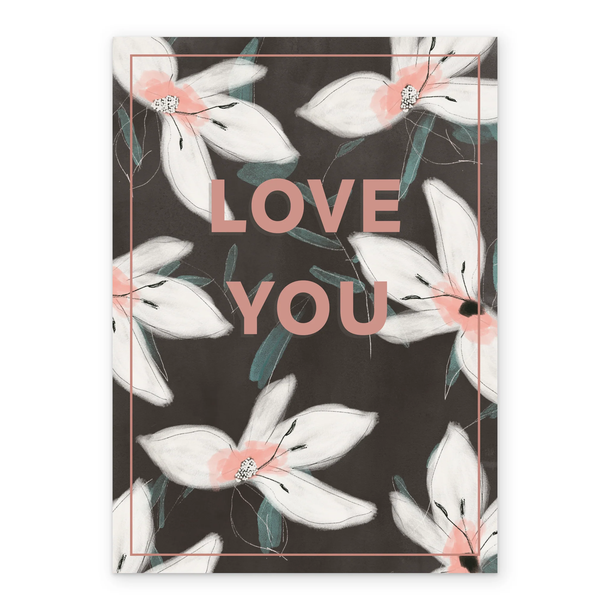 Personalised 'Love You' Stylised White Floral Design Mother's Day Card - Image 2