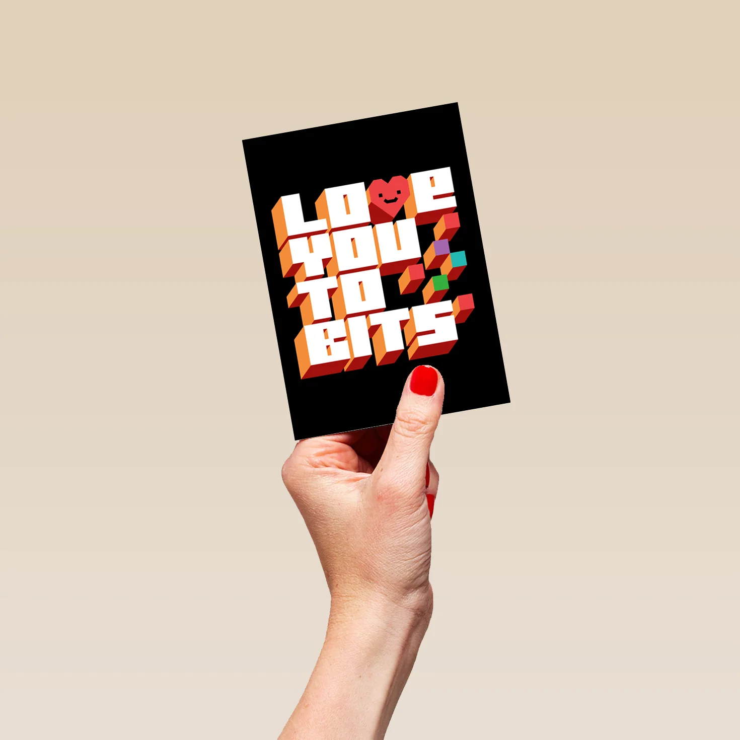 Personalised 'Love You to Bits' Pixel Anniversary Card - Image 4
