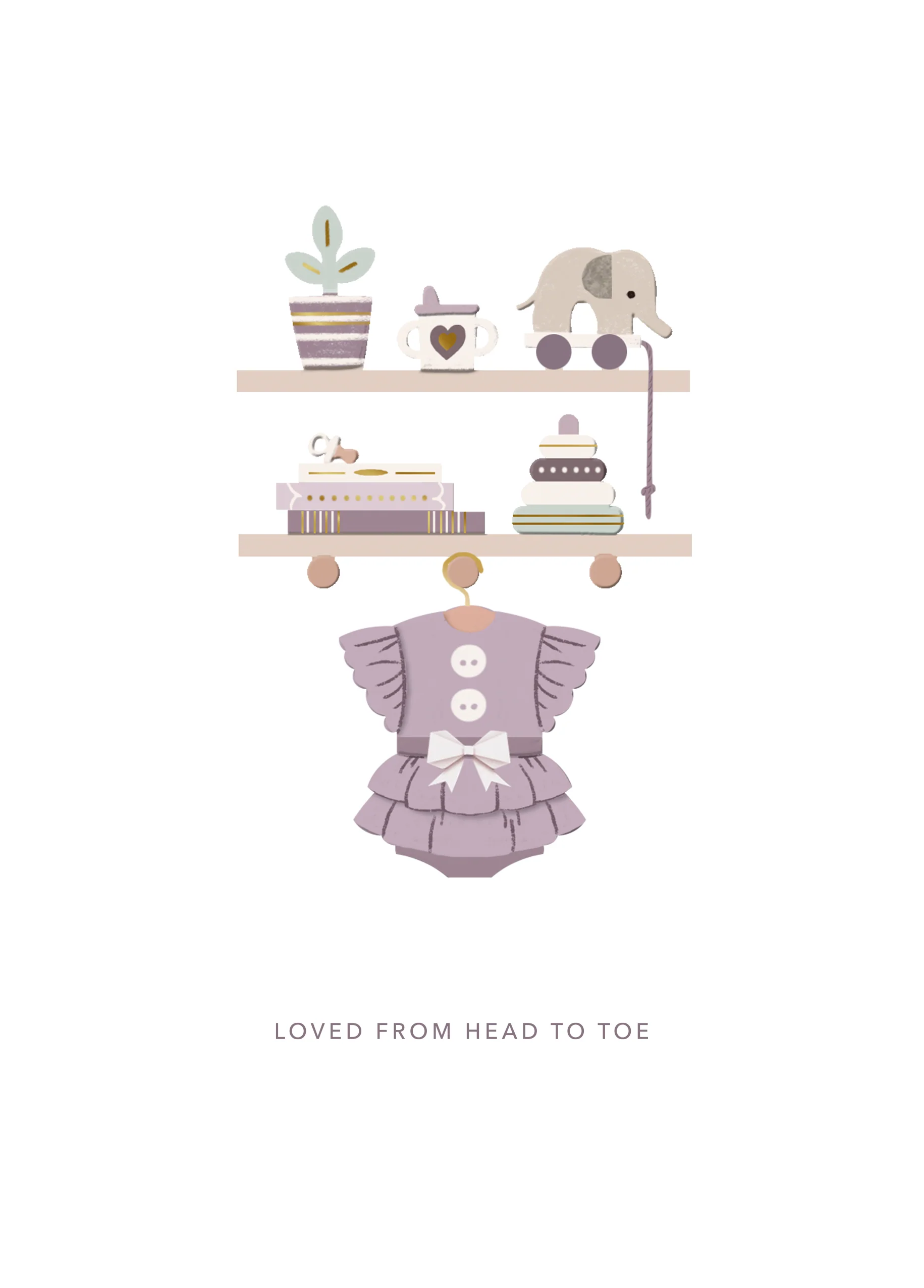 Personalised 'Loved from Head to Toe' New Baby Girl Birth Congratulations Card