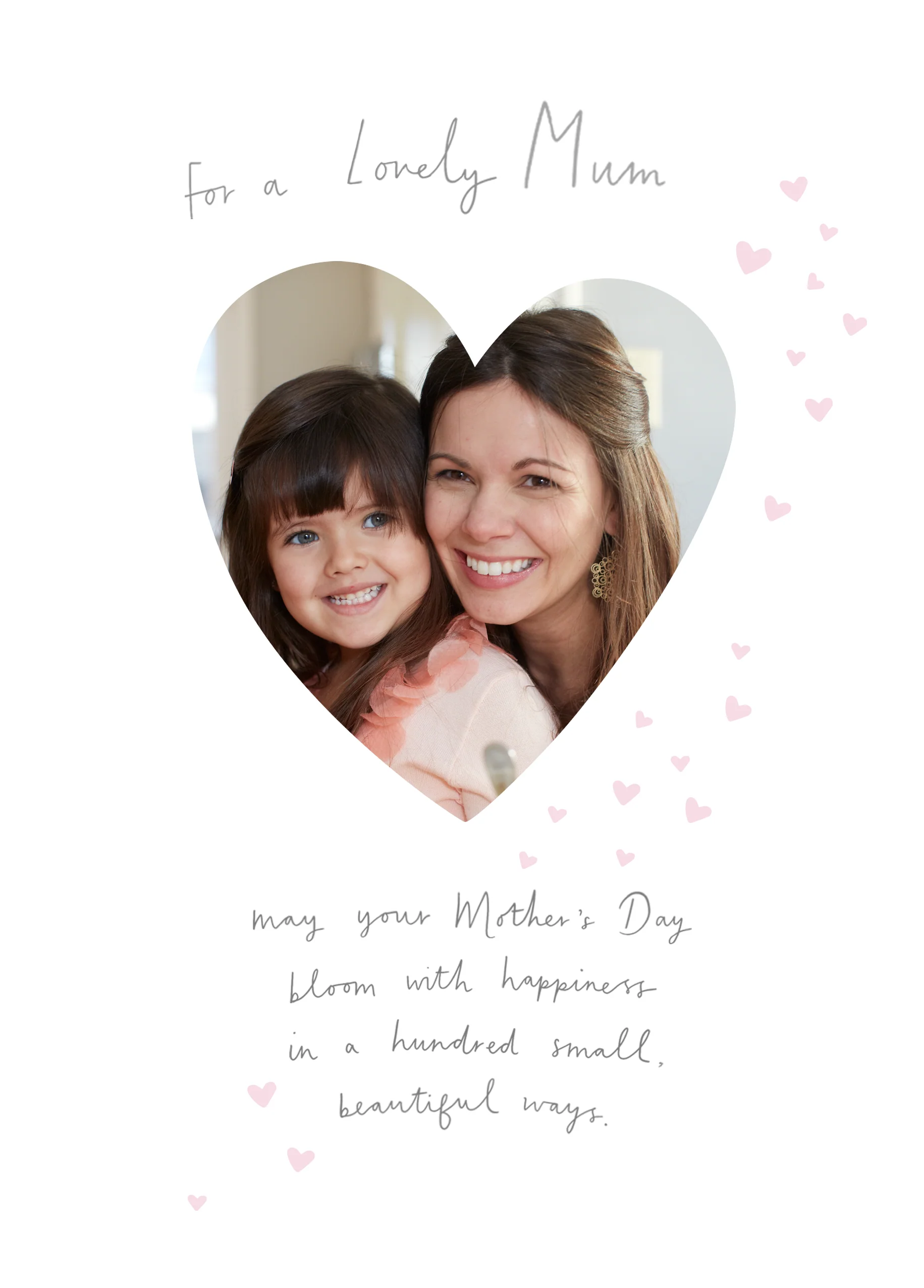 Personalised Lovely Heart Mother's Day Photo Upload Card For Mum
