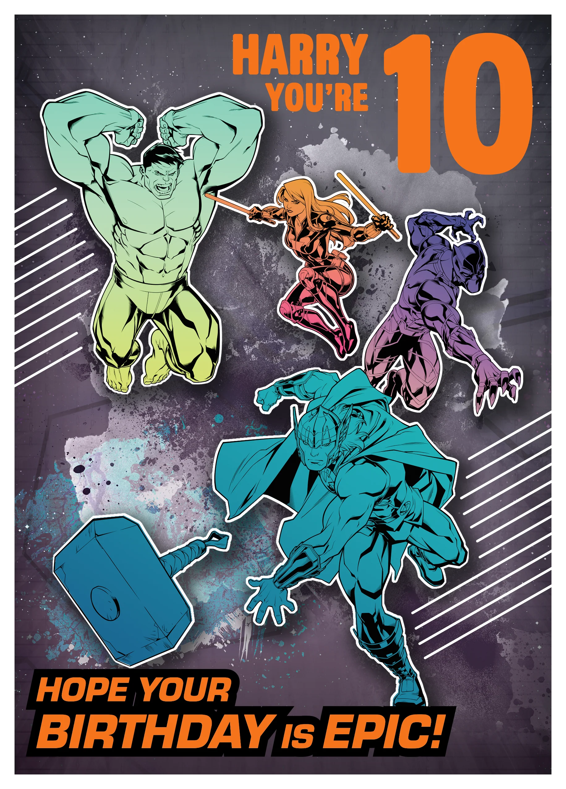 Personalised MARVEL Avengers Age 10th Birthday Card