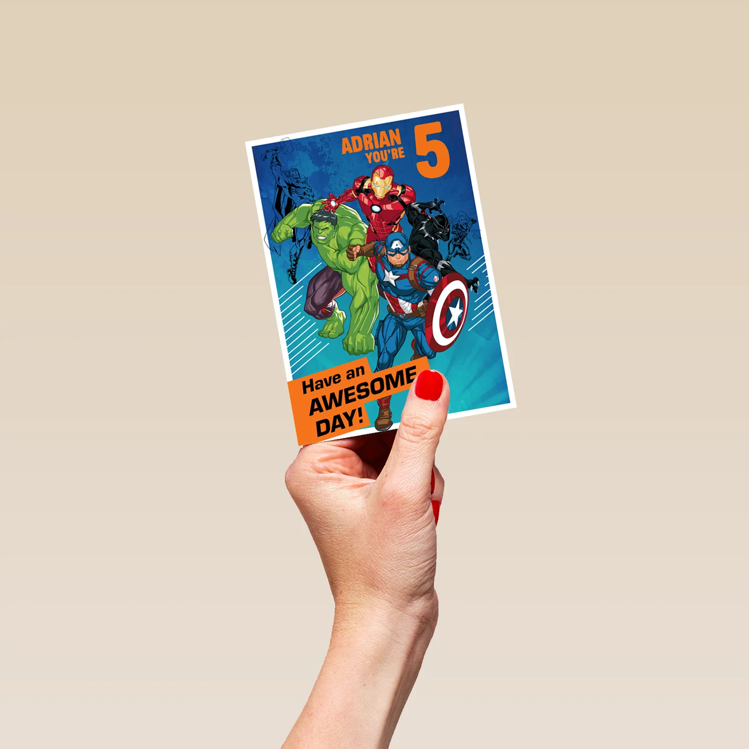 Personalised MARVEL Avengers Age 5th Birthday Card - Image 4