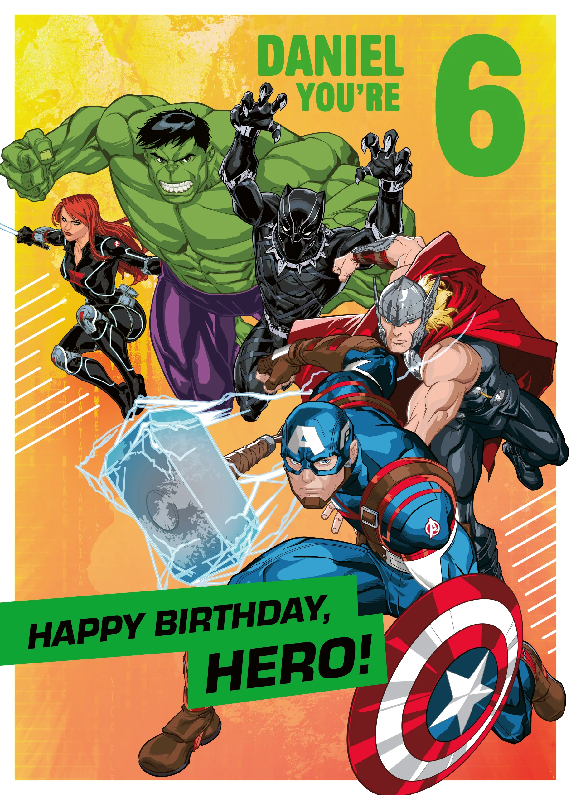 Personalised MARVEL Avengers Age 6th Birthday Card