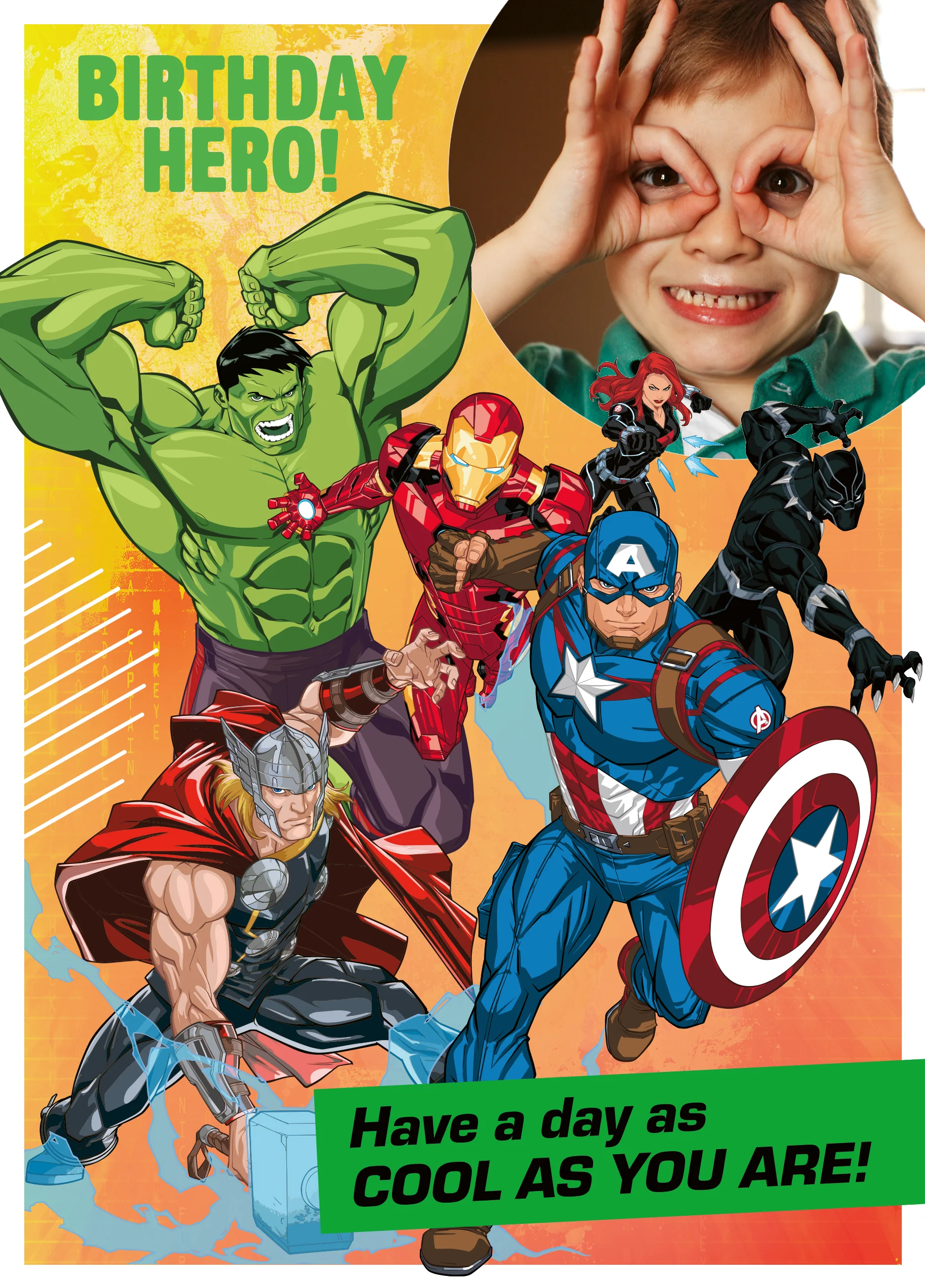 Personalised MARVEL Avengers Hero Photo Upload Birthday Card