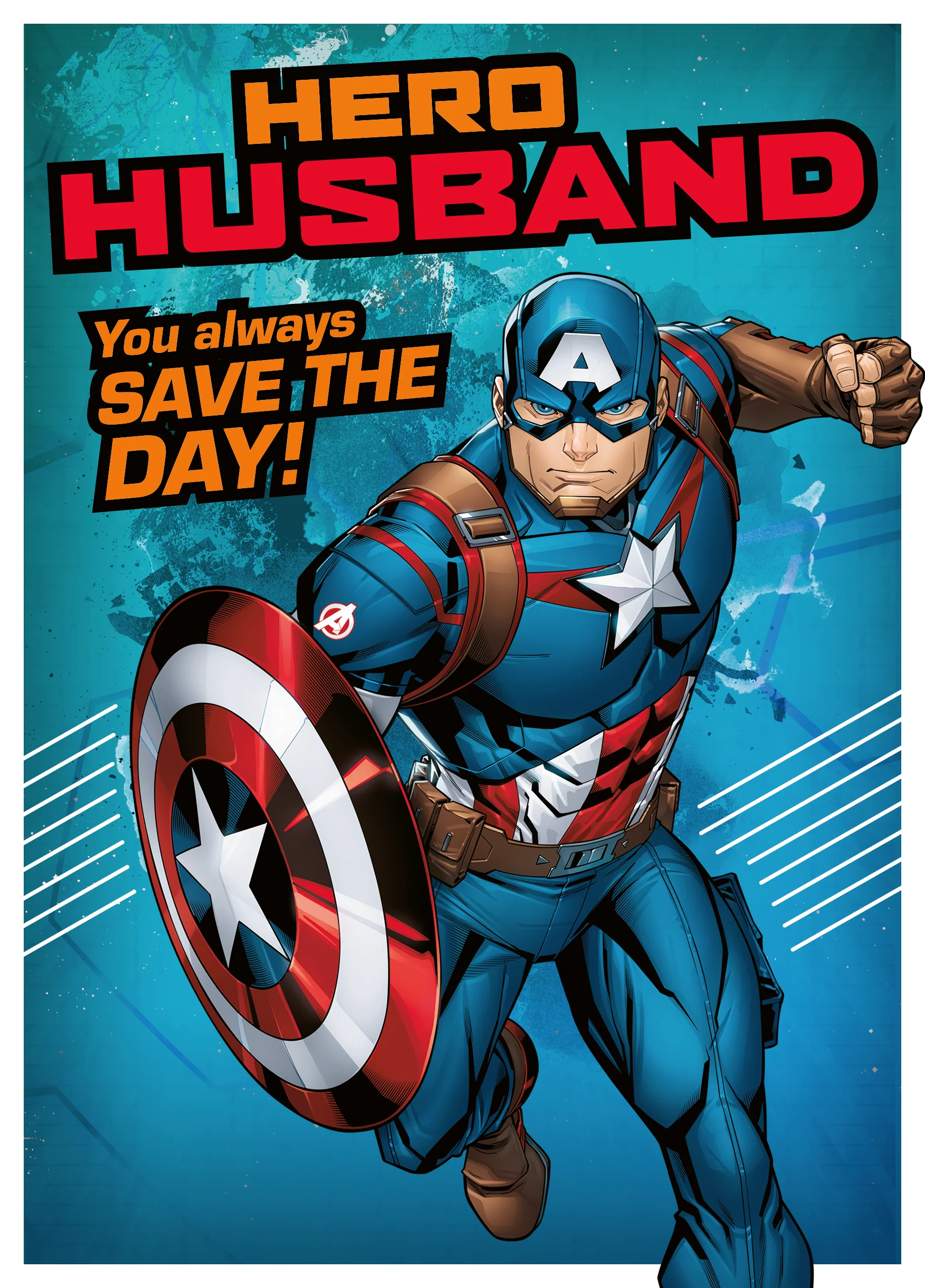 Personalised MARVEL Captain America Birthday Card For Husband