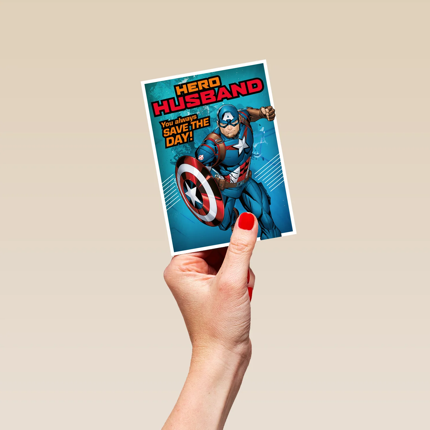 Personalised MARVEL Captain America Birthday Card For Husband - Image 4