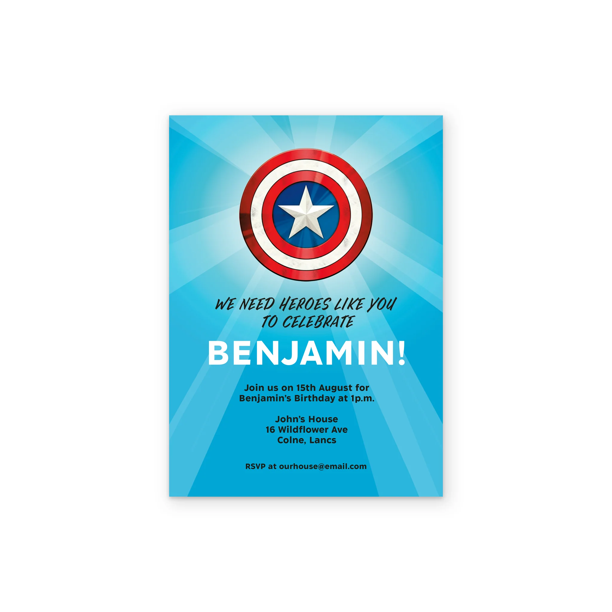 Personalised MARVEL Captain America 'Shield' Birthday Party Invitation - Image 2