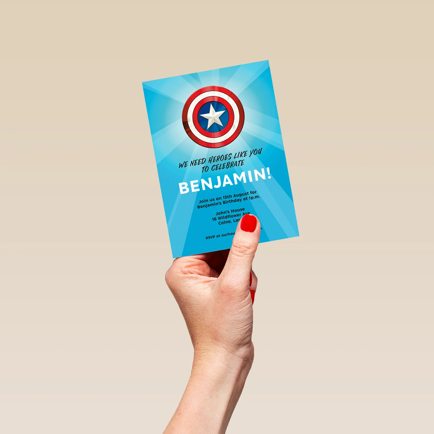 Personalised MARVEL Captain America 'Shield' Birthday Party Invitation - Image 4