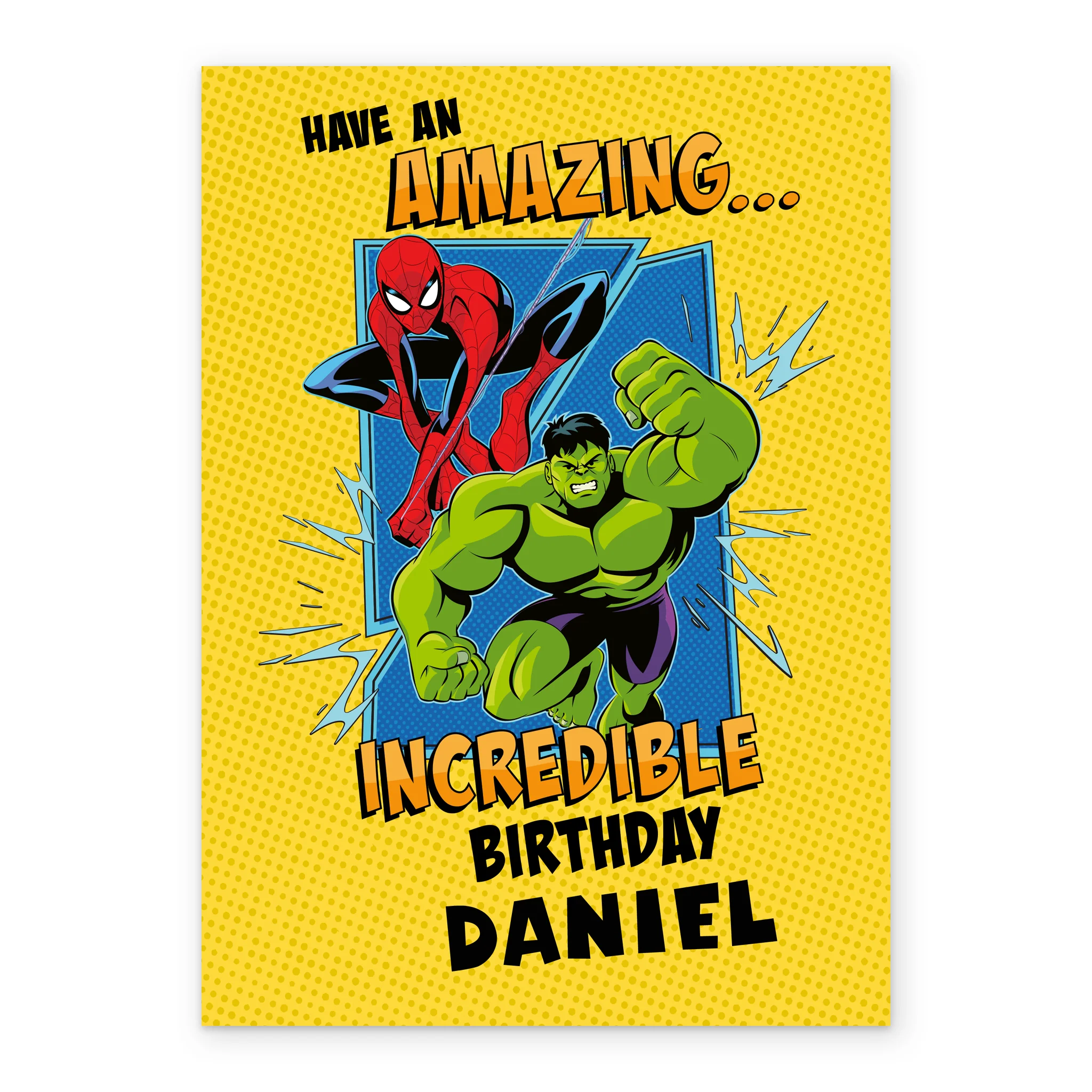 Personalised MARVEL 'Incredible Hulk & Spider-Man Design' Birthday Card for Kids - Image 2