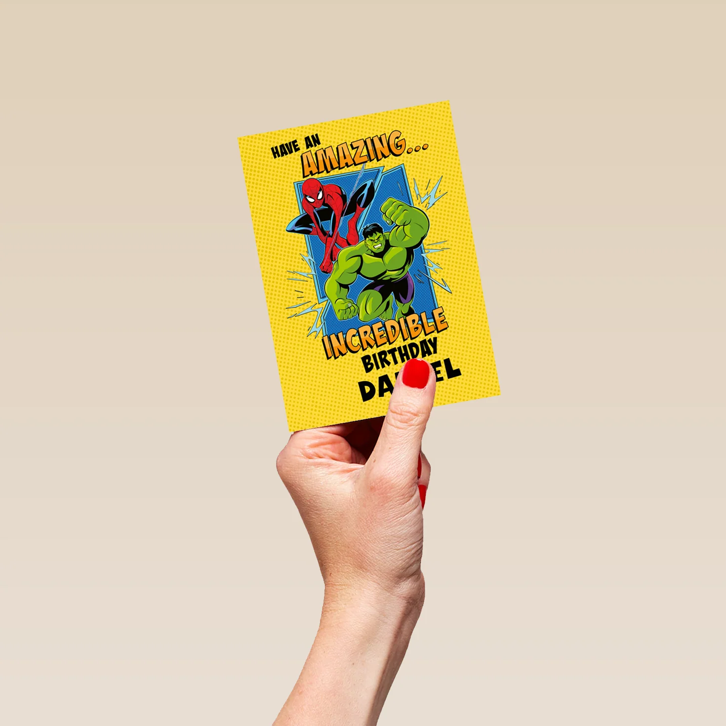 Personalised MARVEL 'Incredible Hulk & Spider-Man Design' Birthday Card for Kids - Image 4
