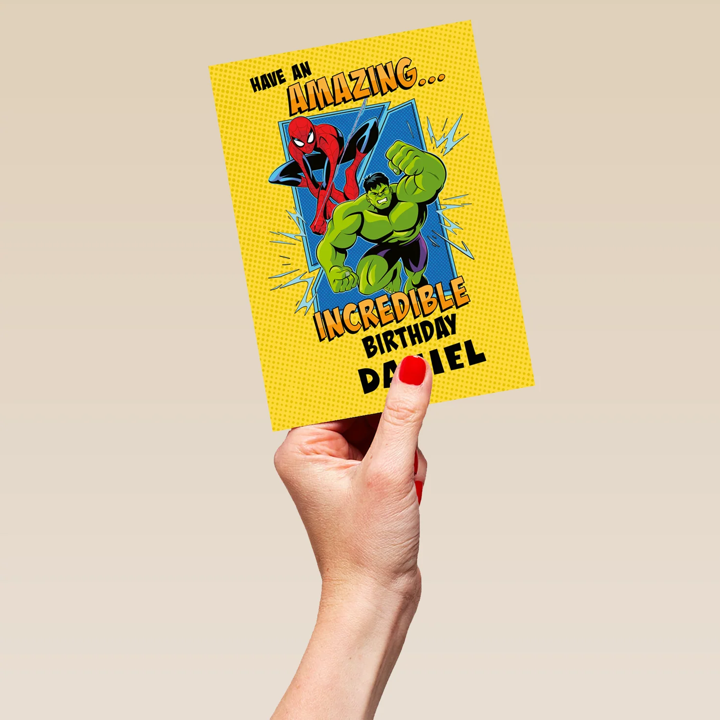 Personalised MARVEL 'Incredible Hulk & Spider-Man Design' Birthday Card for Kids - Image 5
