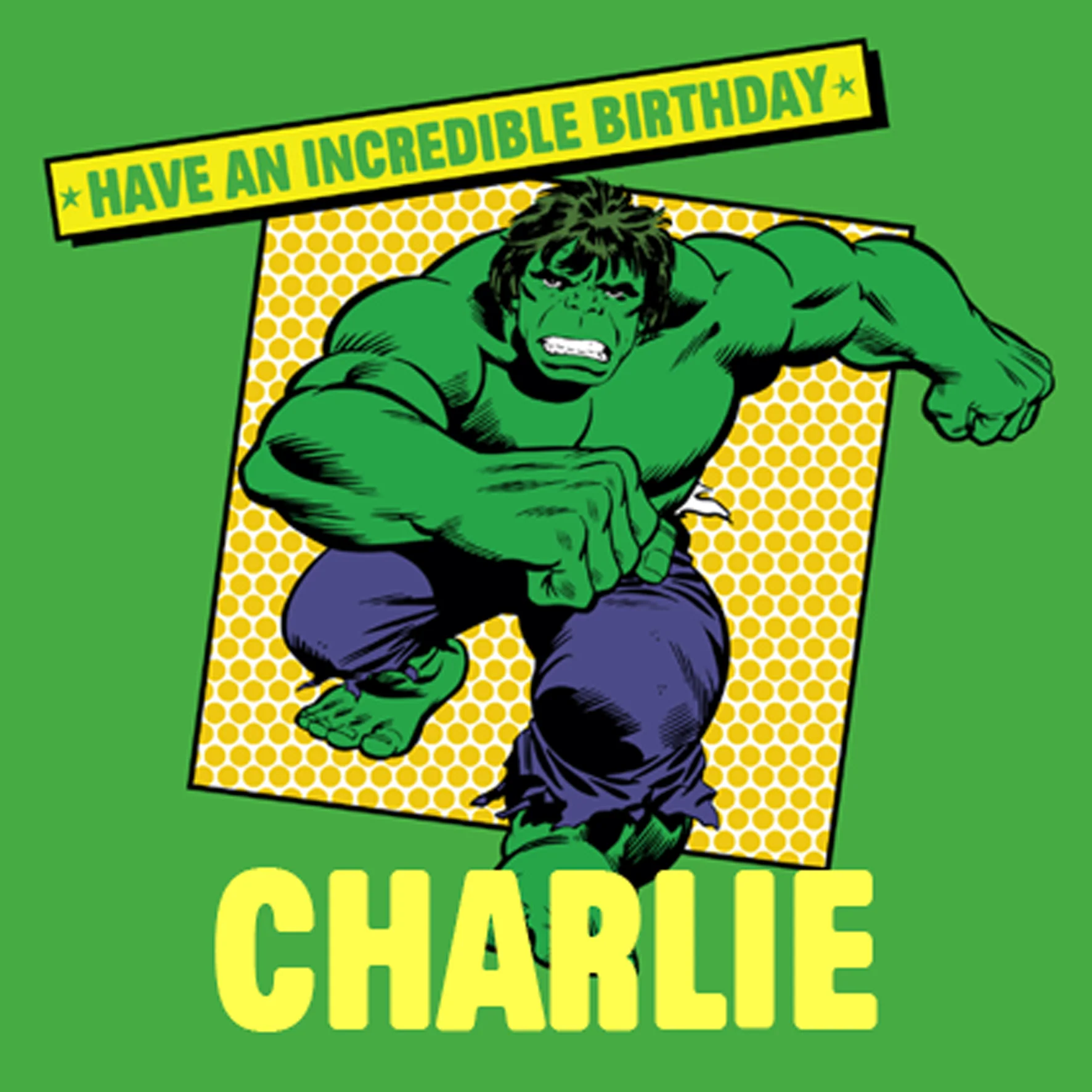 Personalised Marvel Retro Incredible Hulk Birthday Card