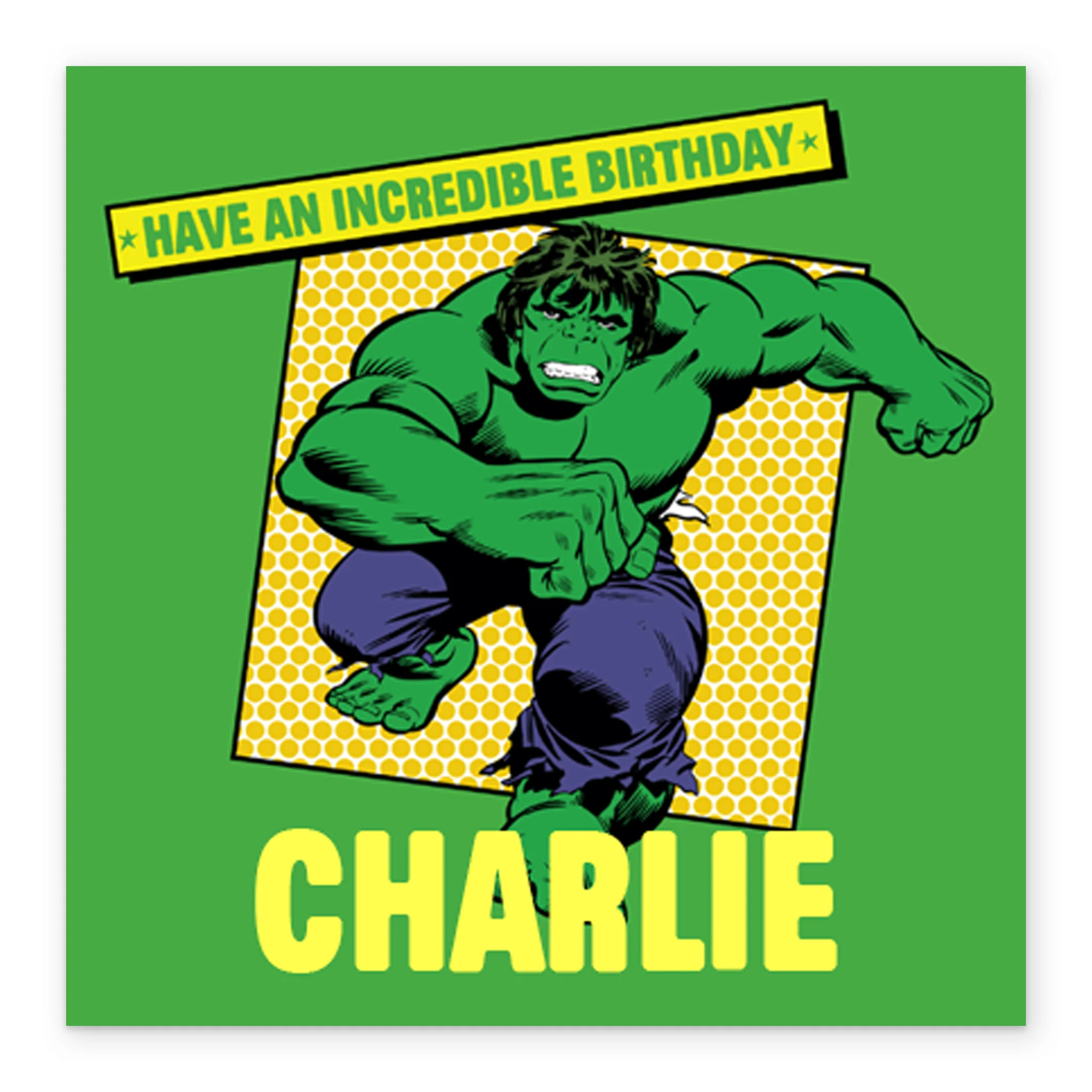Personalised Marvel Retro Incredible Hulk Birthday Card - Image 2