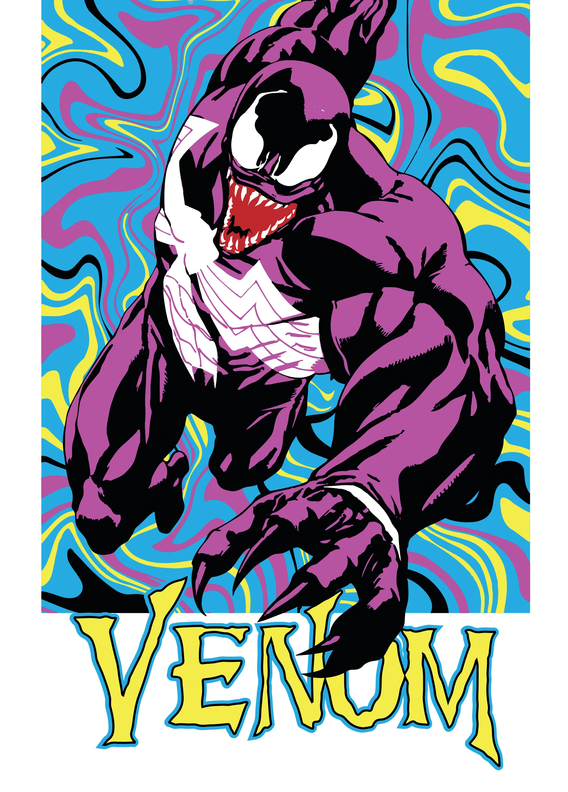 Personalised Marvel Venom Colourful Neon Birthday Card