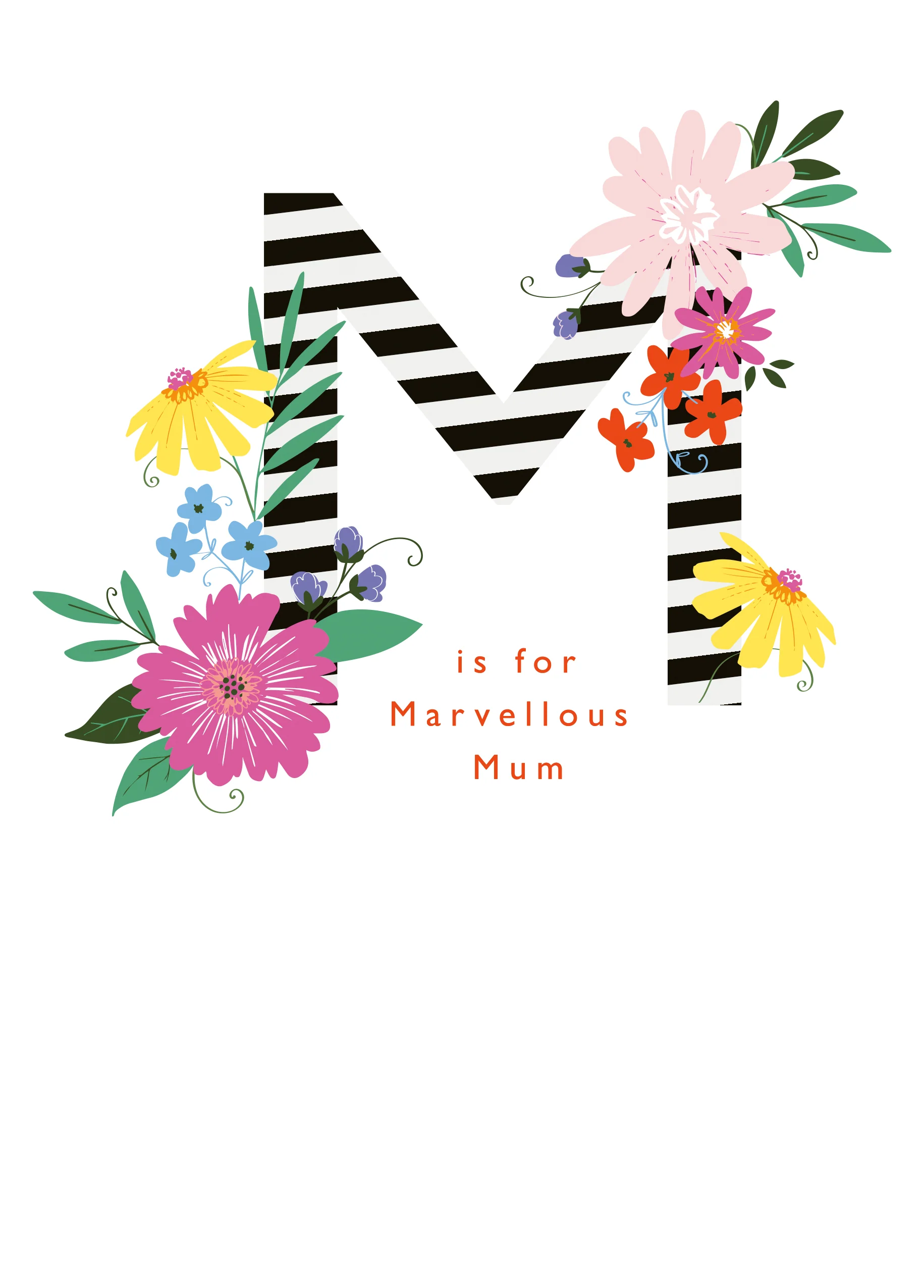 Personalised Marvellous Mum & Flowers Mother's Day Card
