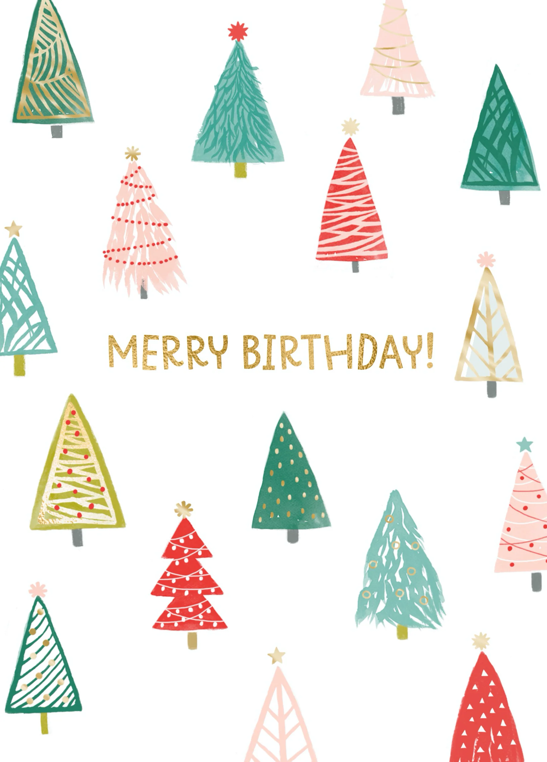Personalised Merry Birthday Celebrations With Trees Birthday Card