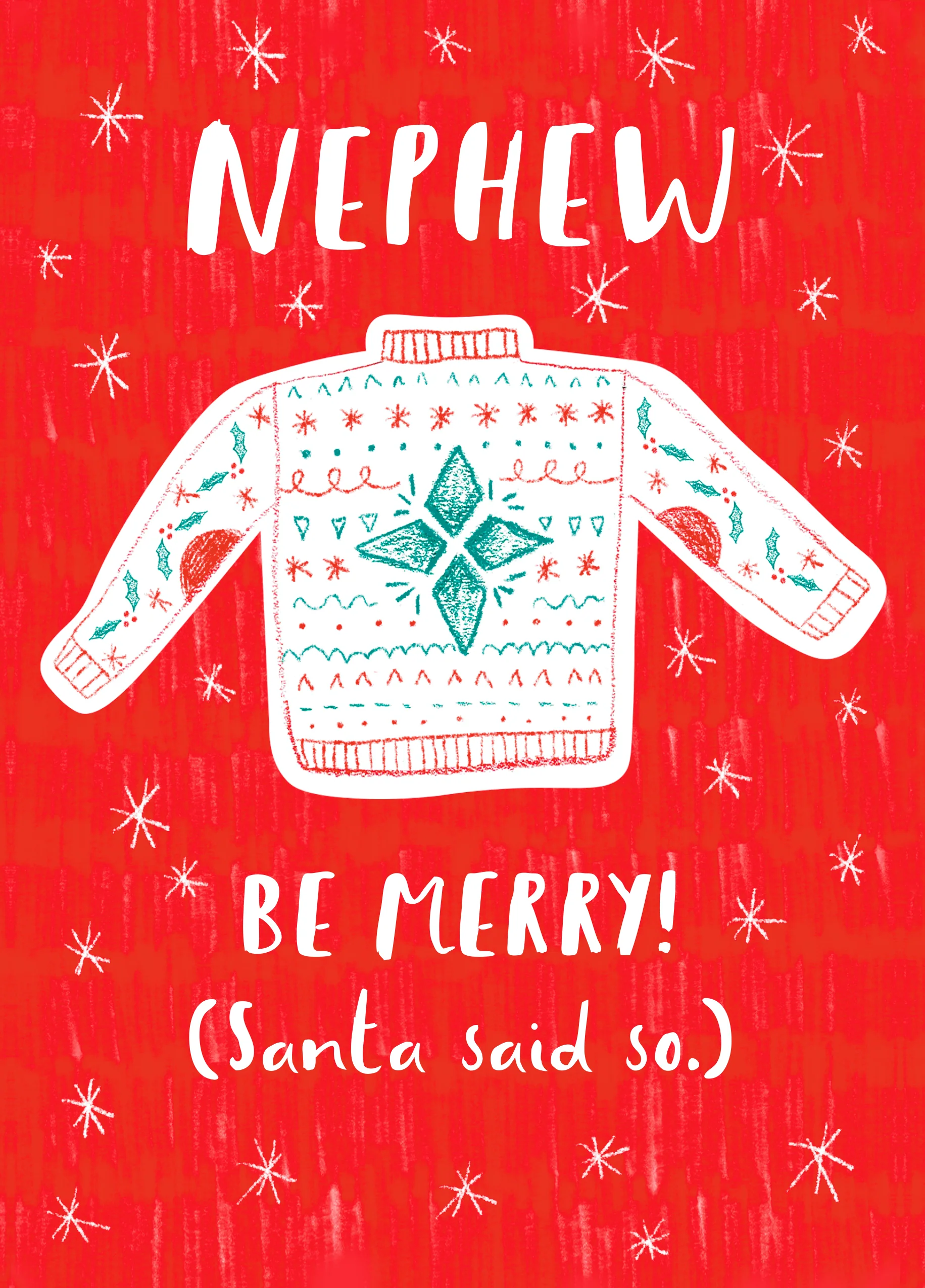 Personalised Merry Christmas Jumper Nephew Christmas Card