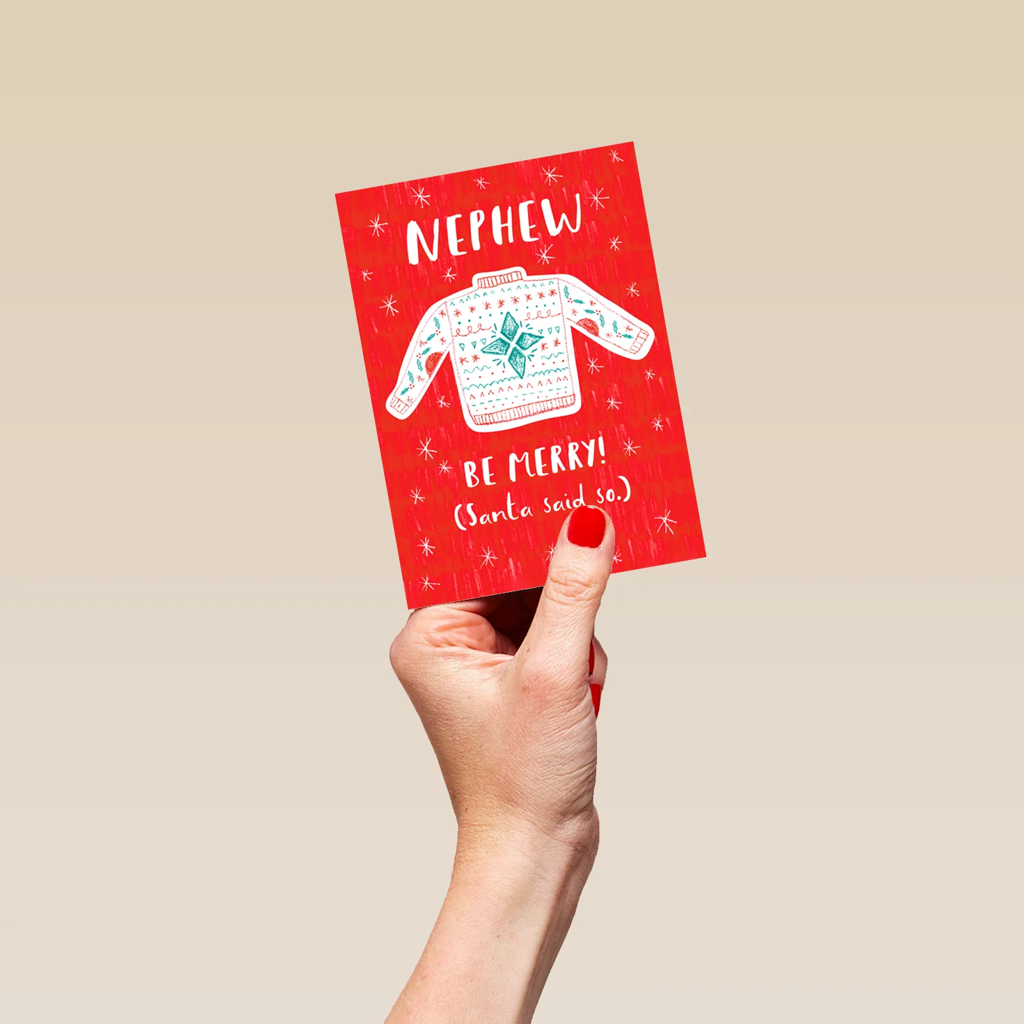 Personalised Merry Christmas Jumper Nephew Christmas Card - Image 4