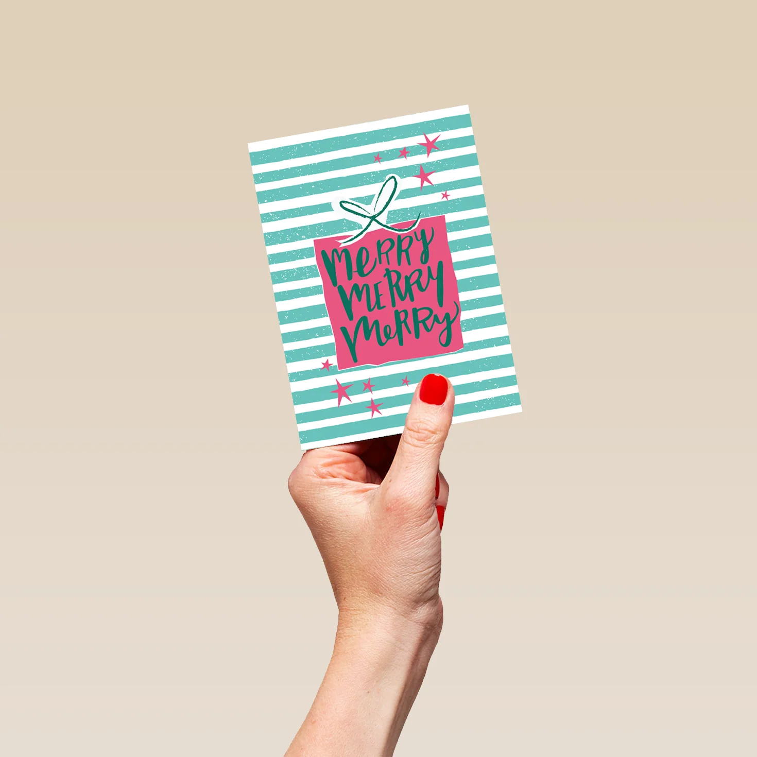 Personalised Merry Merry Merry Gift Christmas Card - Image 4