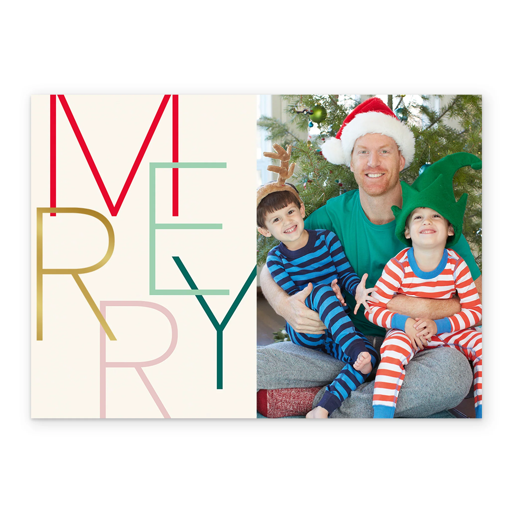 Personalised Merry Text Photo Christmas Card - Image 2