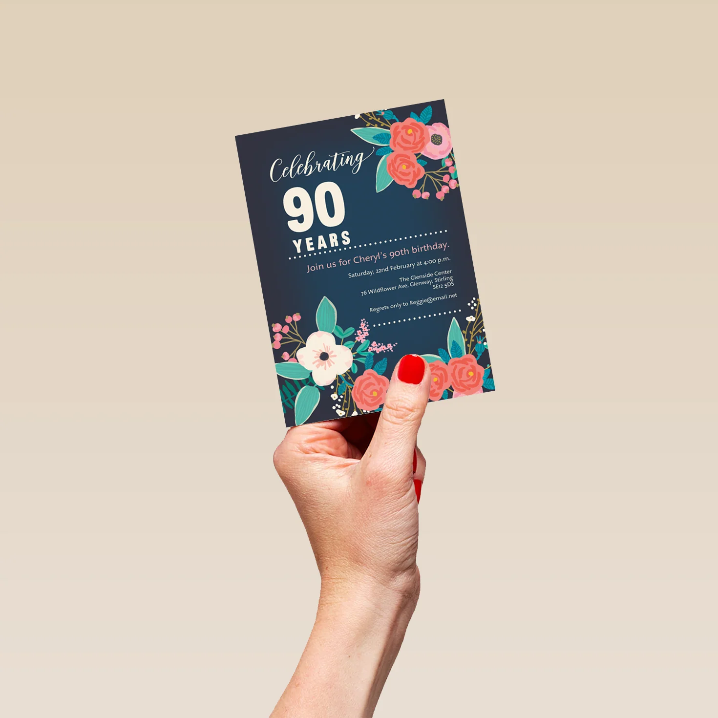 Personalised Milestone Birthday Floral Party Invitation - Image 4
