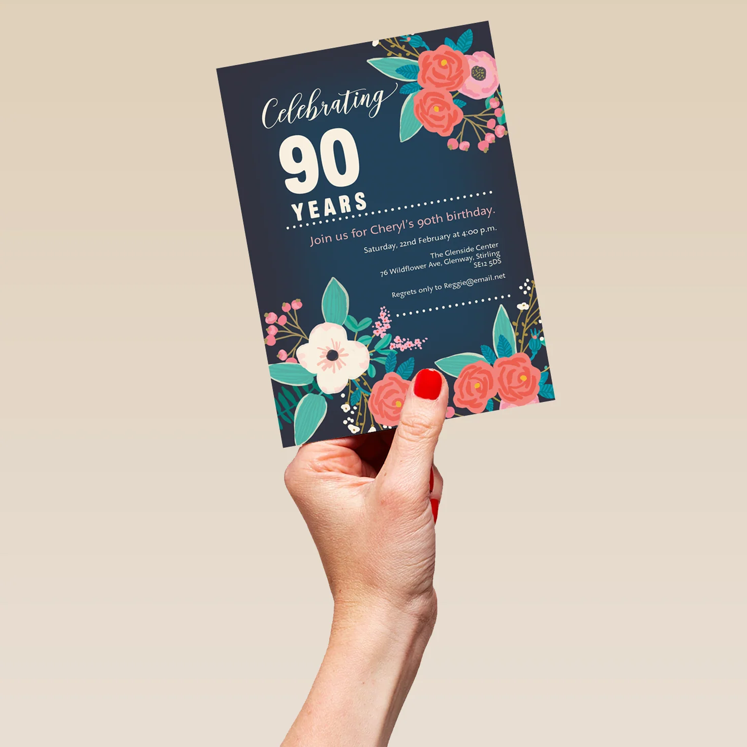 Personalised Milestone Birthday Floral Party Invitation - Image 5