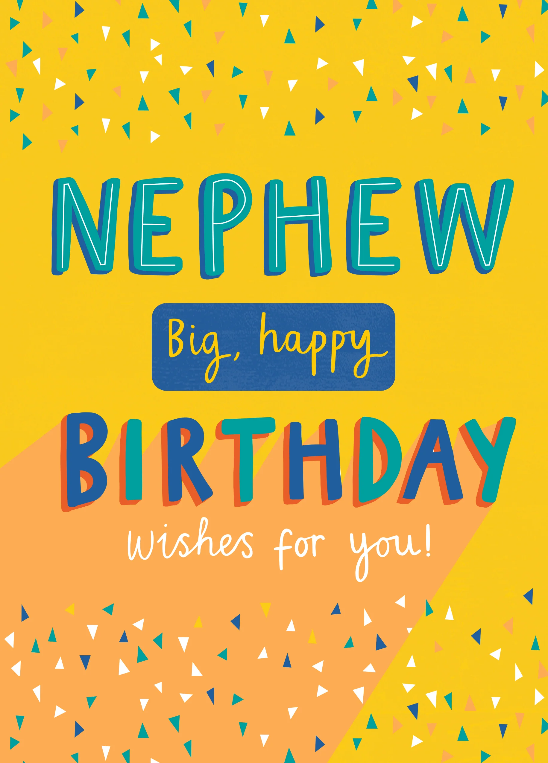 Personalised Modern Birthday Nephew Text Big Wishes Card