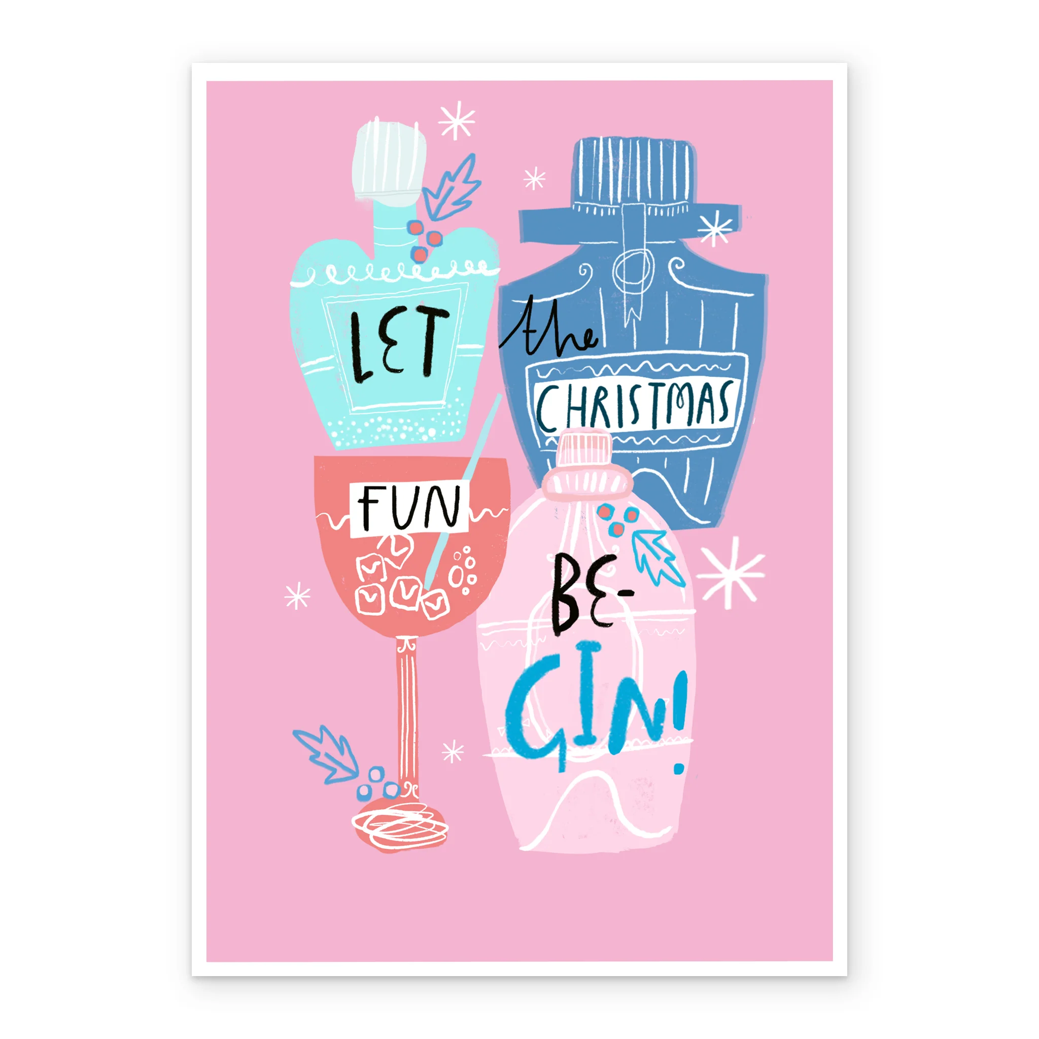 Personalised Modern Christmas Bottles Let The Fun Be Gin Card - Image 2