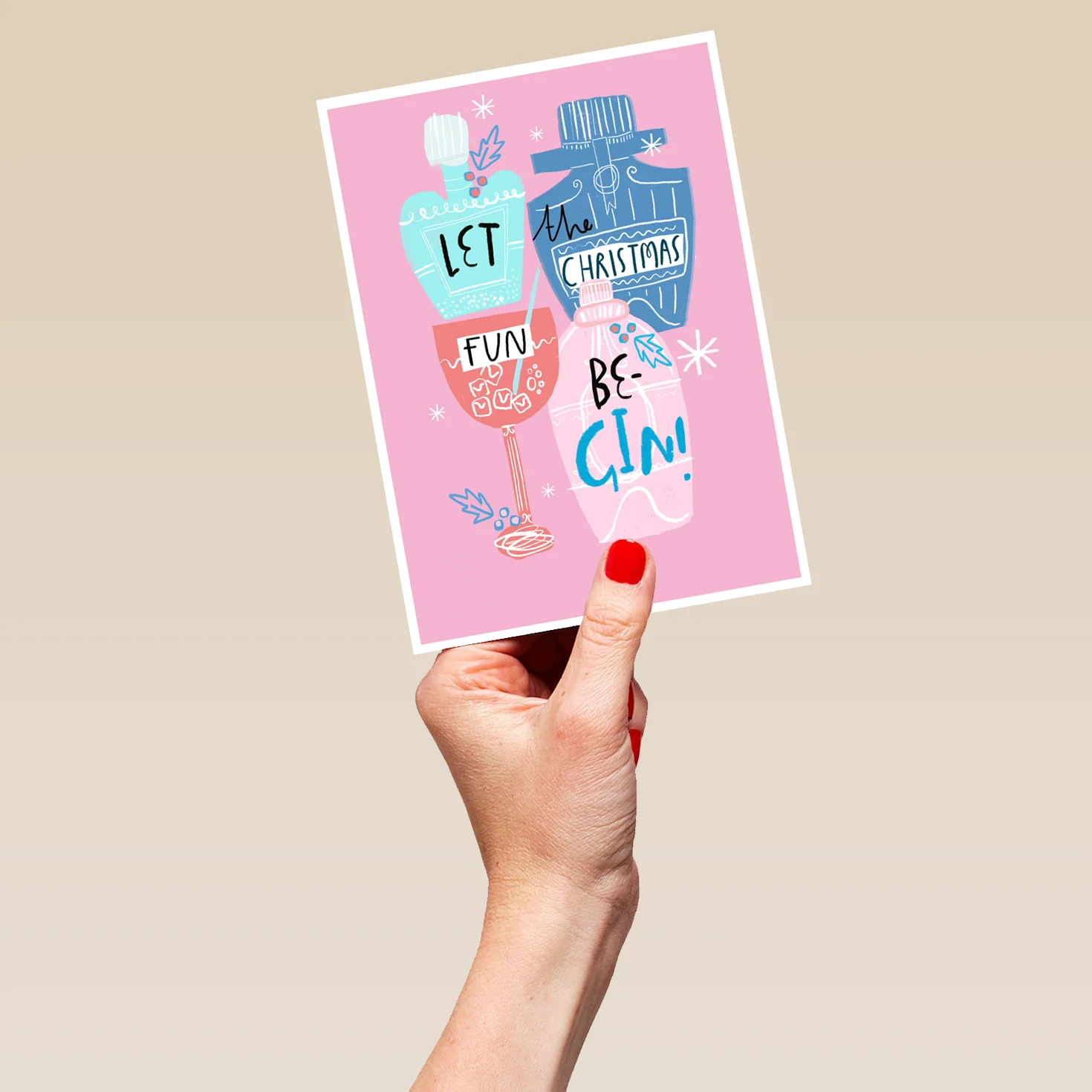 Personalised Modern Christmas Bottles Let The Fun Be Gin Card - Image 5