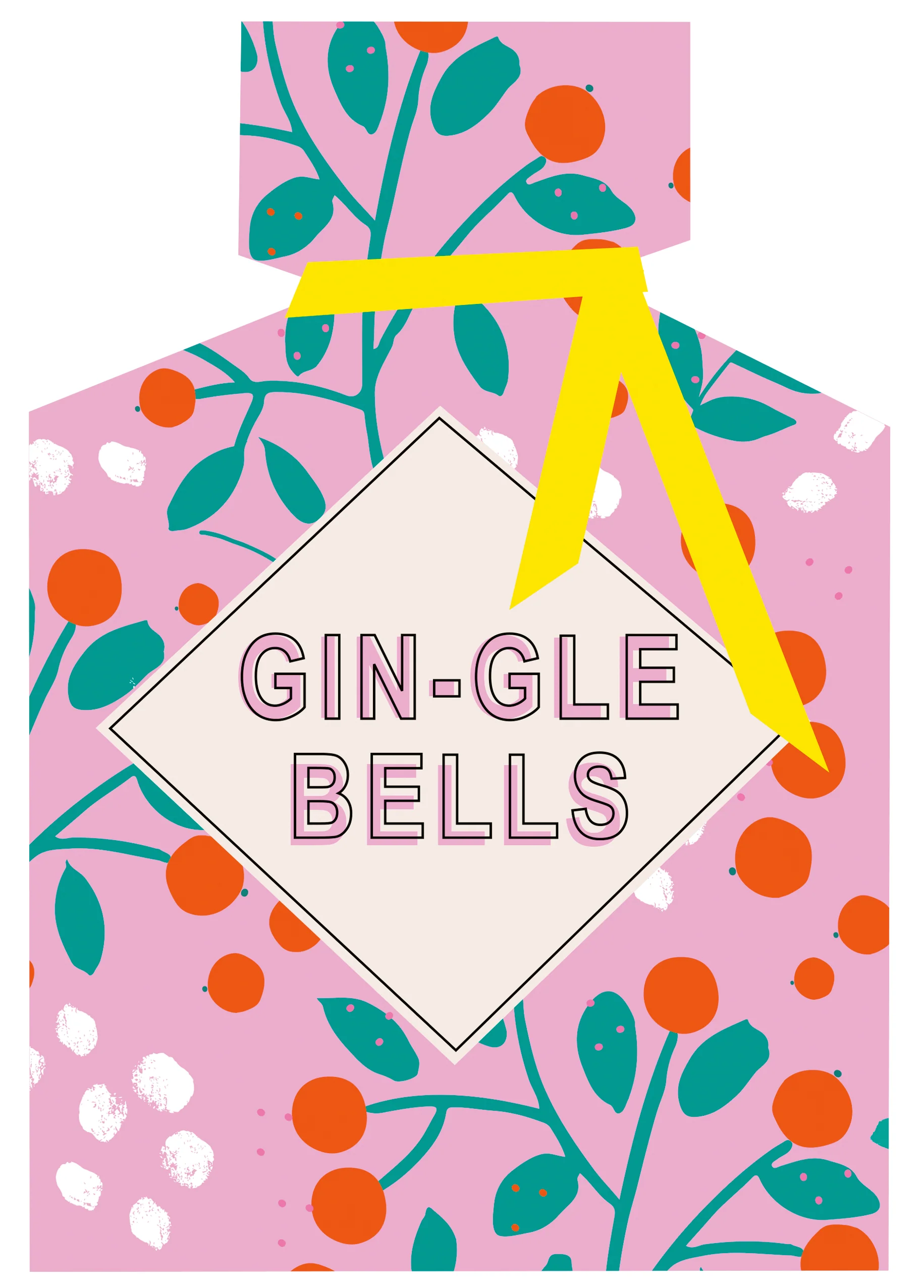 Personalised Modern Christmas Floral Gin Bottle Gingle Bells Card