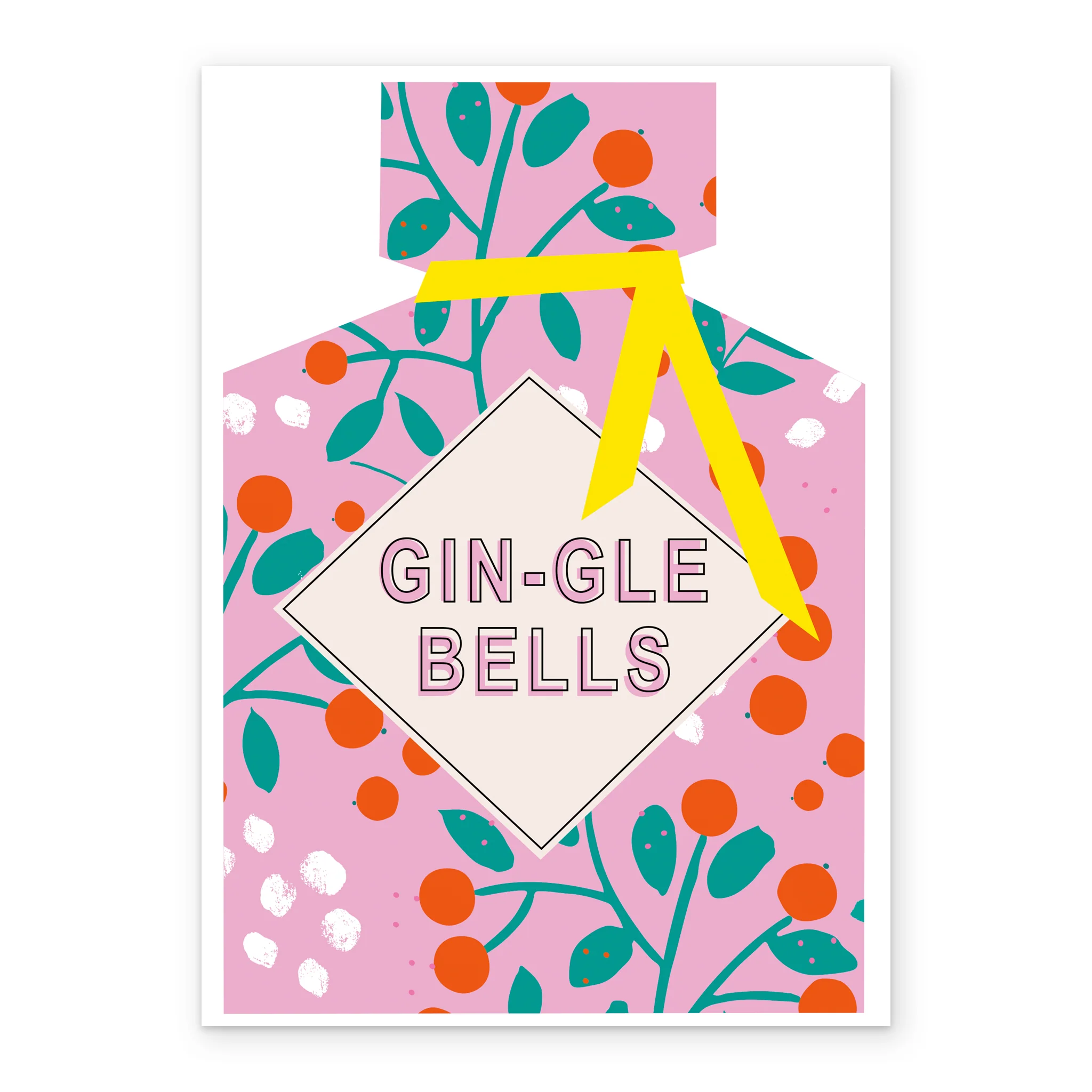 Personalised Modern Christmas Floral Gin Bottle Gingle Bells Card - Image 2