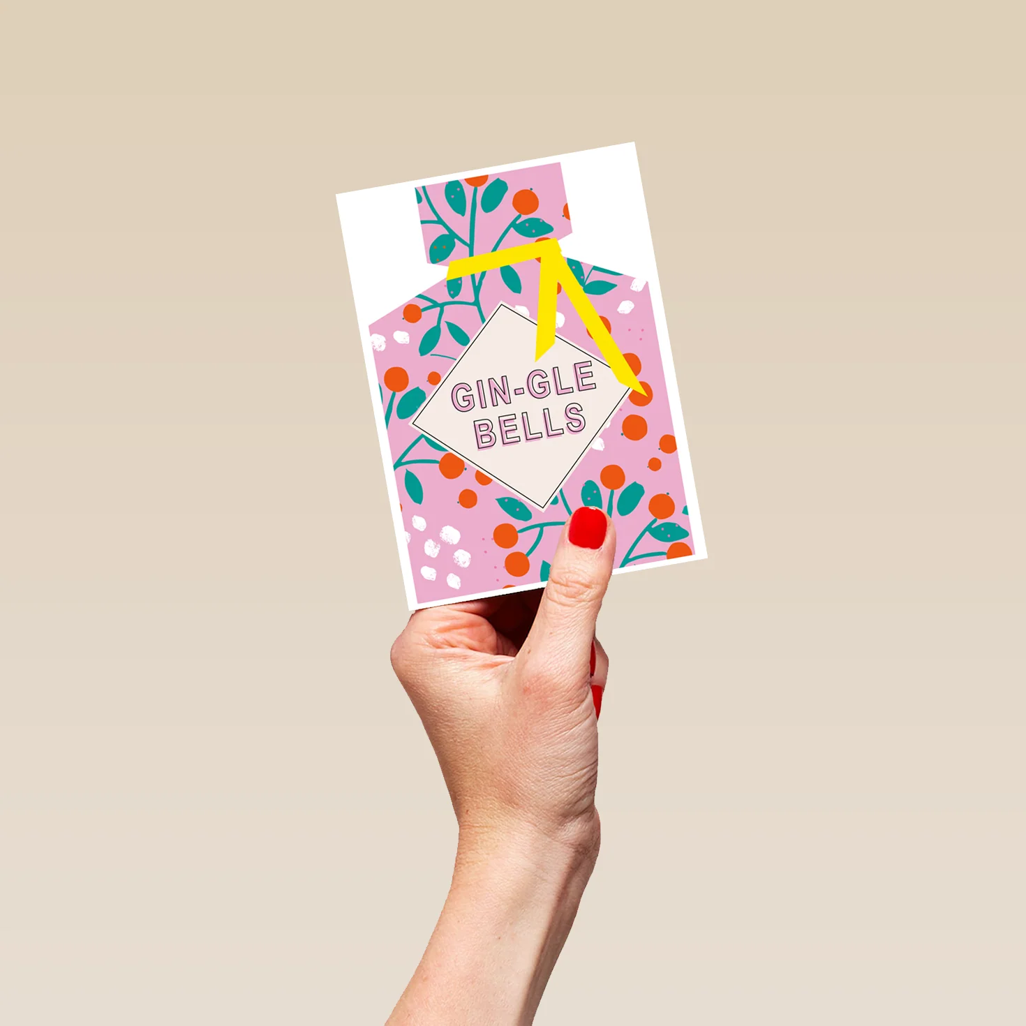 Personalised Modern Christmas Floral Gin Bottle Gingle Bells Card - Image 4