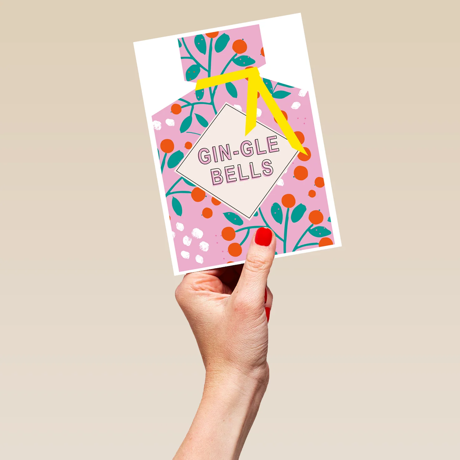 Personalised Modern Christmas Floral Gin Bottle Gingle Bells Card - Image 5