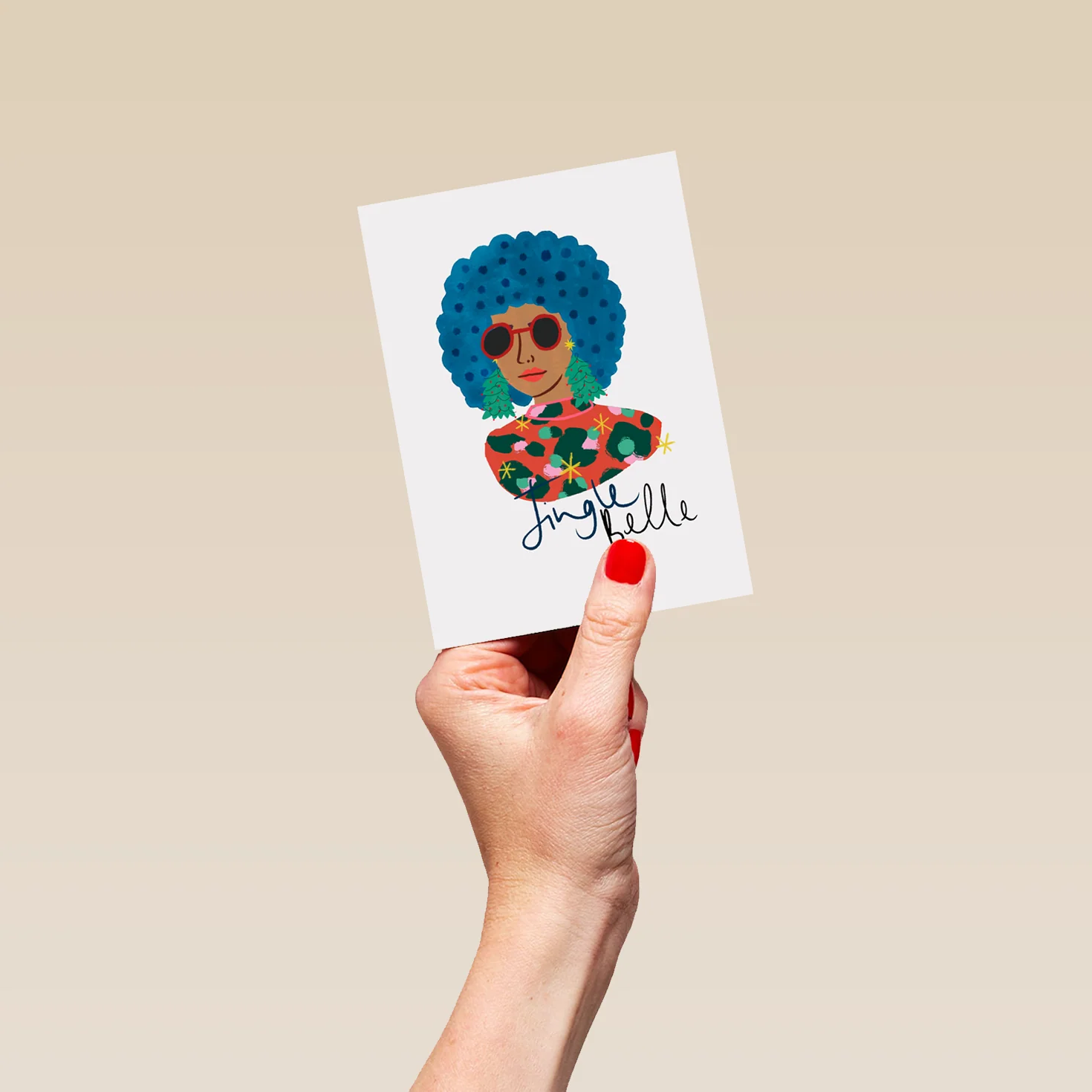 Personalised Modern Christmas Funky Jingle Belle Card For Her - Image 4