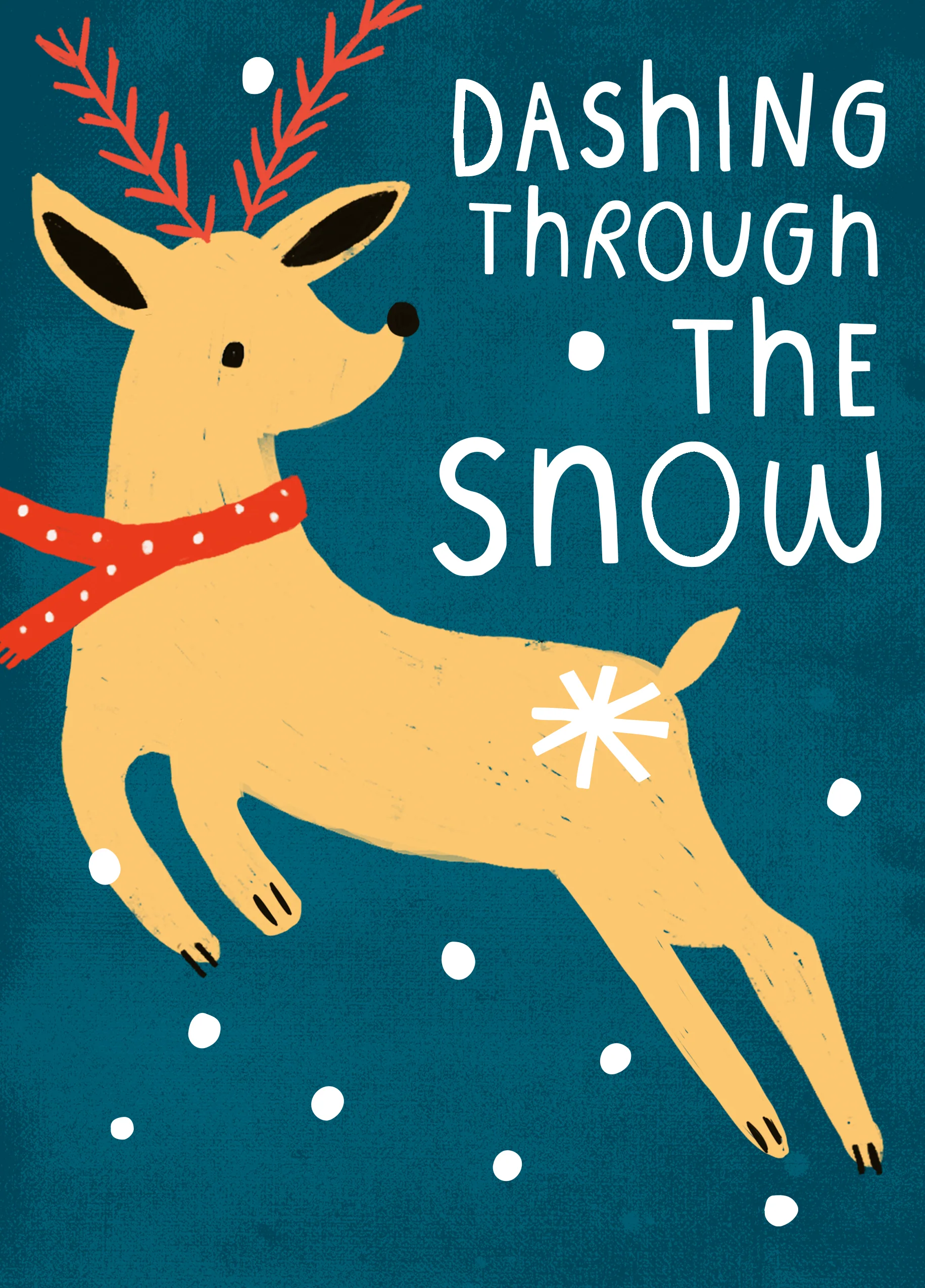 Personalised Modern Christmas Illustrated Cute Reindeer Card
