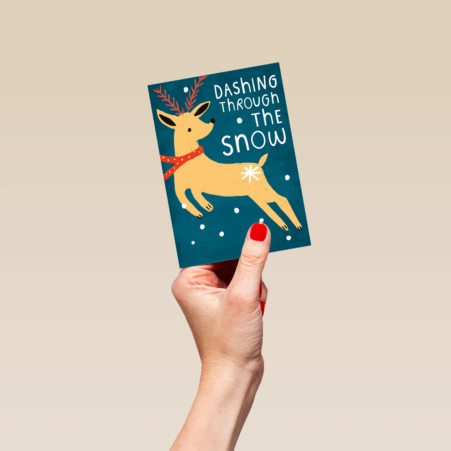 Personalised Modern Christmas Illustrated Cute Reindeer Card - Image 4