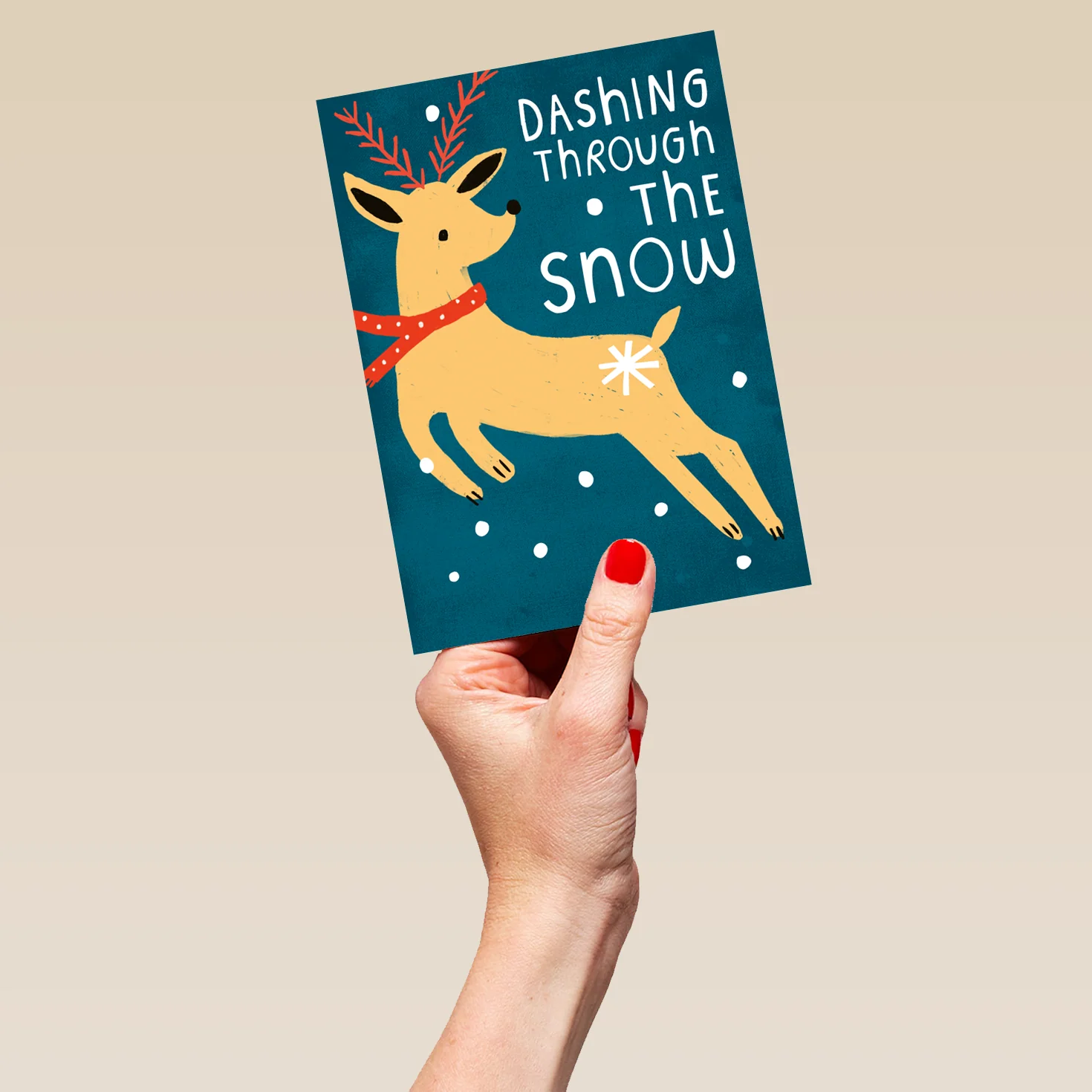Personalised Modern Christmas Illustrated Cute Reindeer Card - Image 5