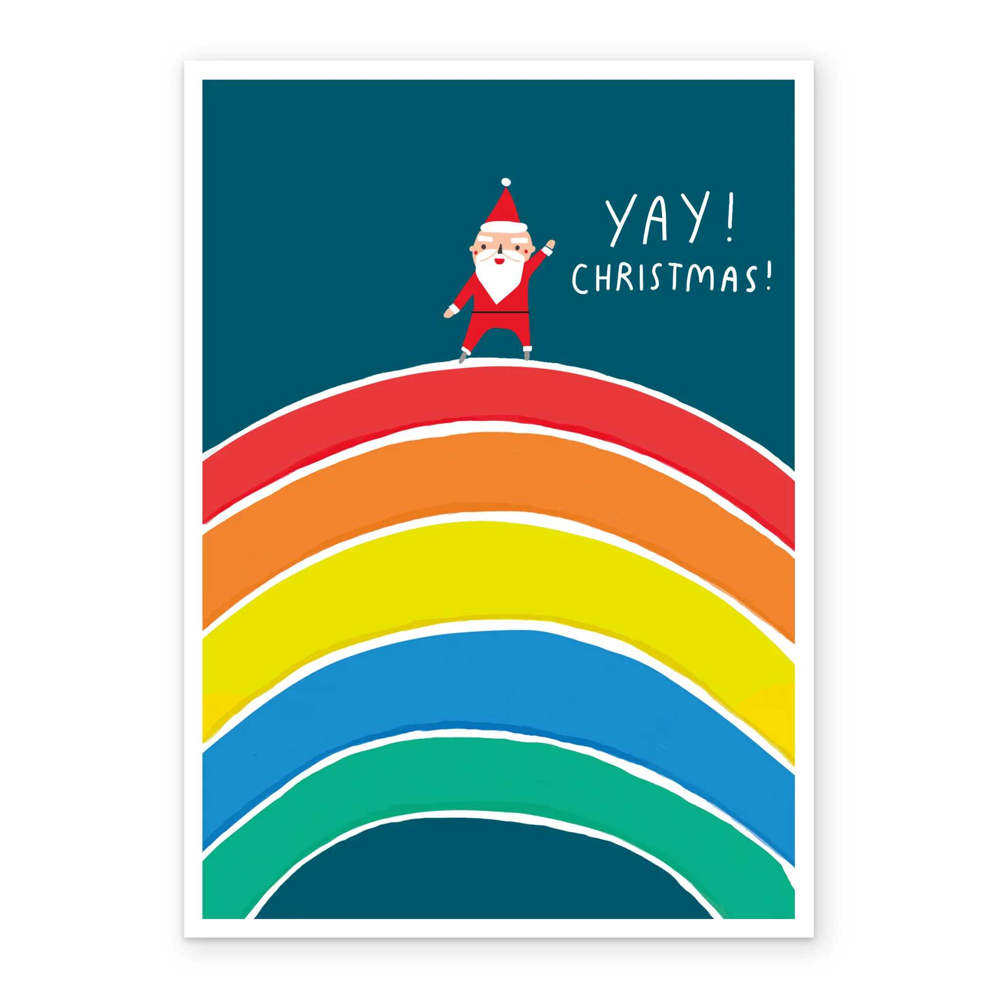 Personalised Modern Christmas Illustrated Santa Rainbow Yay Card - Image 2