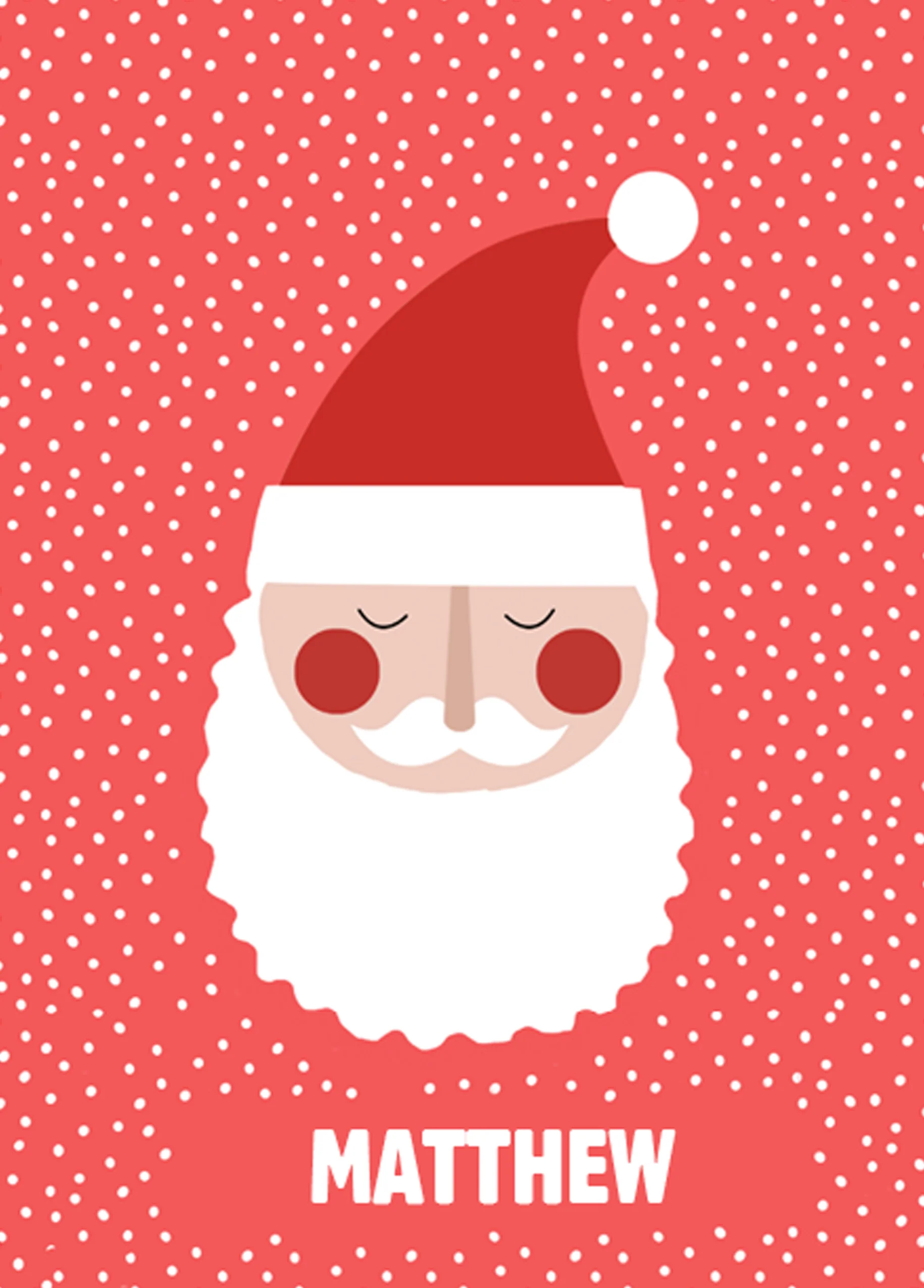 Personalised Modern Christmas Kids Editable Santa Face Card